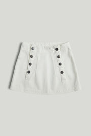 Girls Solid Cotton Fashion Skirt in White