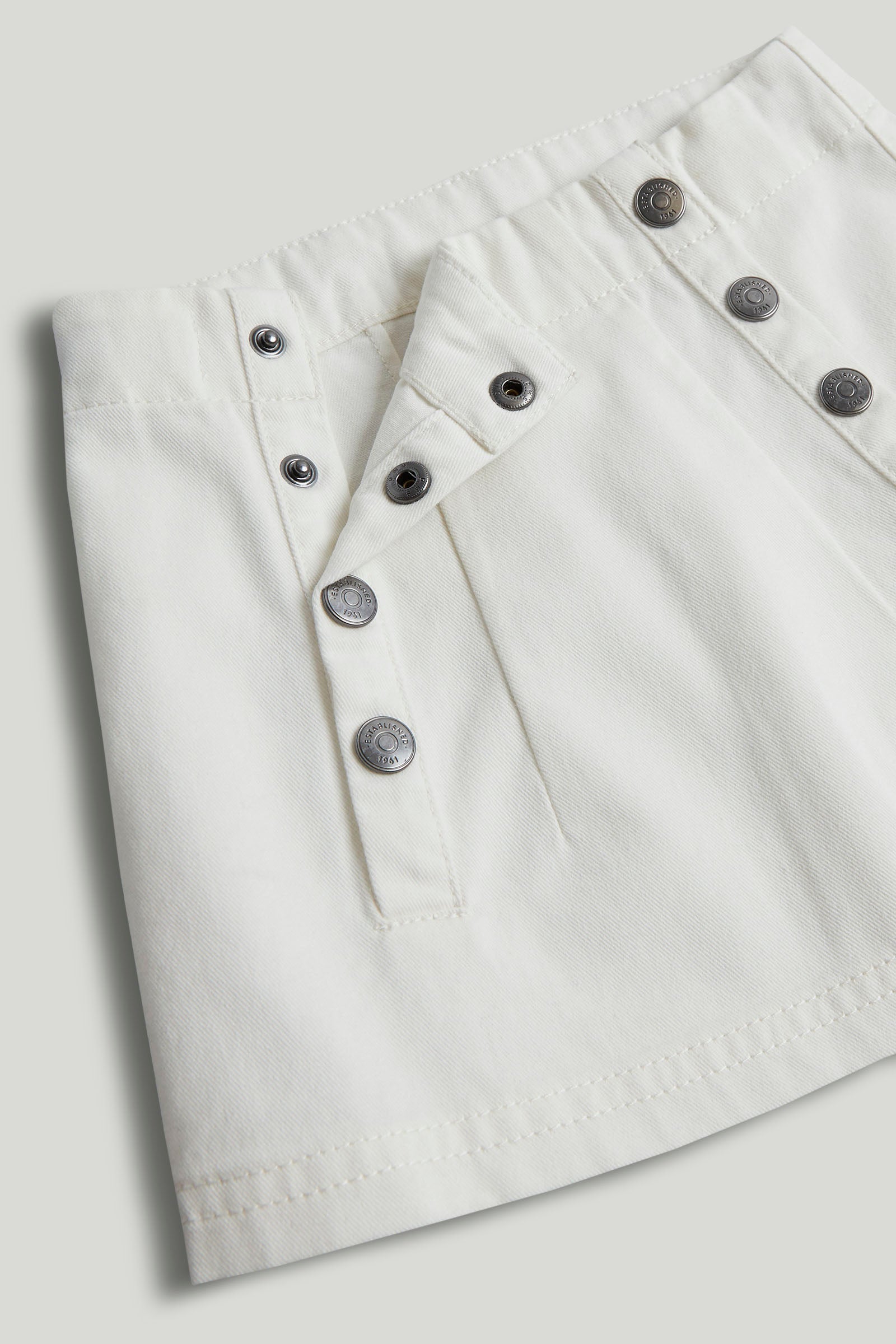 Girls Solid Cotton Fashion Skirt in White