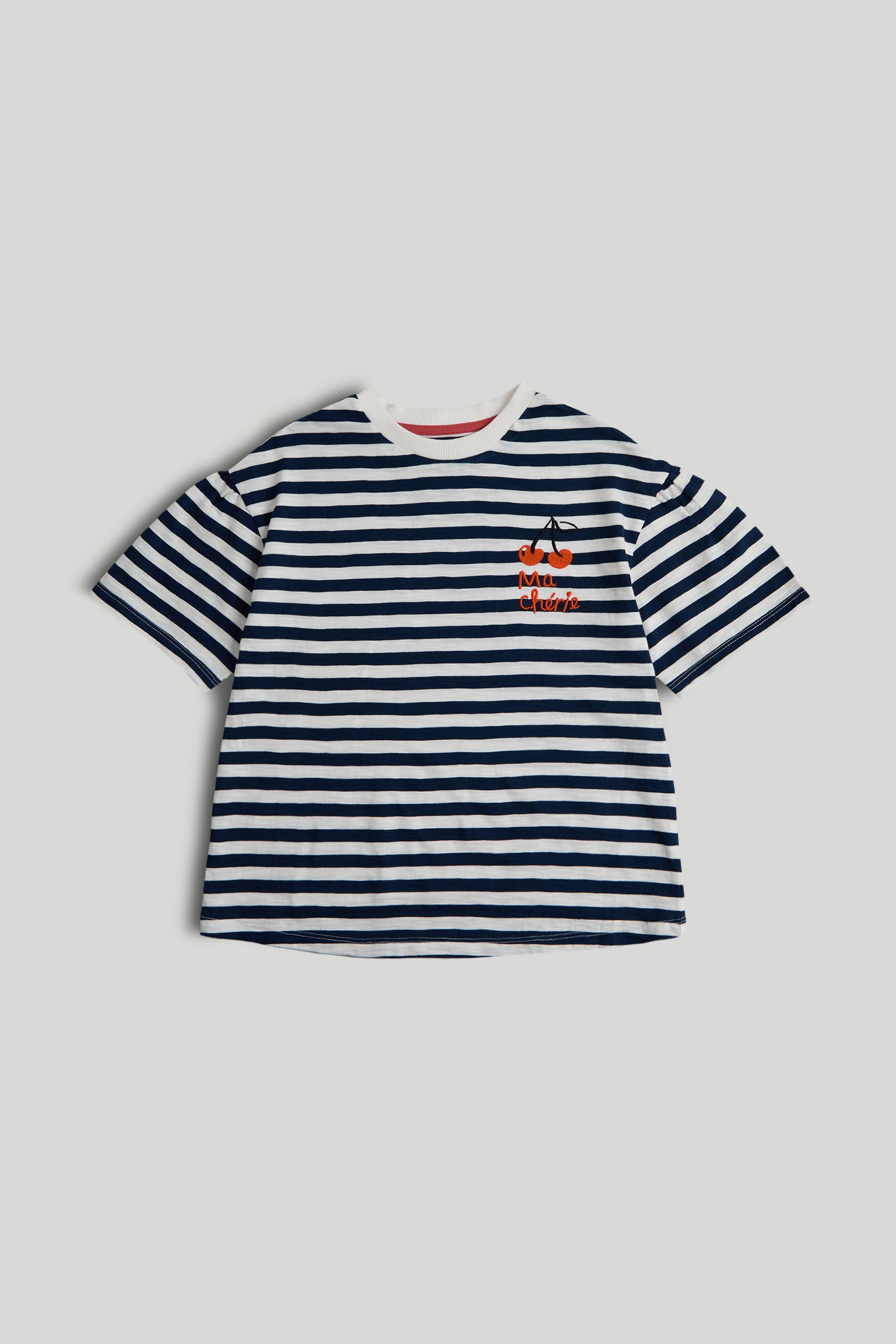 Boys Striped Cotton Short Sleeve T-Shirt in Multi