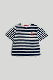 Boys Striped Cotton Short Sleeve T-Shirt in Multi