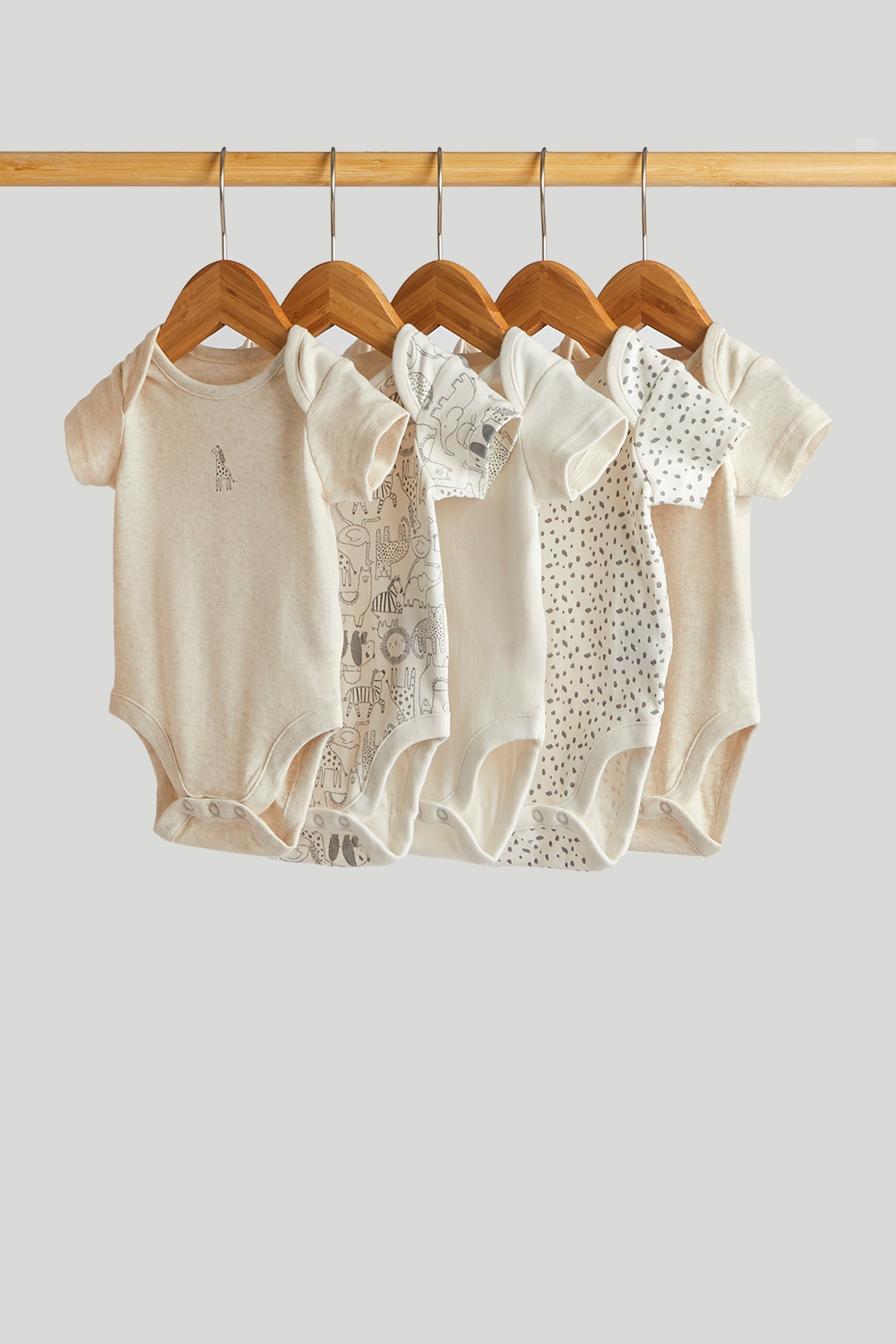 Unisex Multi Mono Print Cotton Regular Fit 5-Pack Short Sleeve Bodysuits