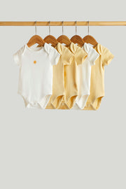 Multi Solid Cotton Blend Regular Fit 5-Pack Short Sleeve Bodysuits