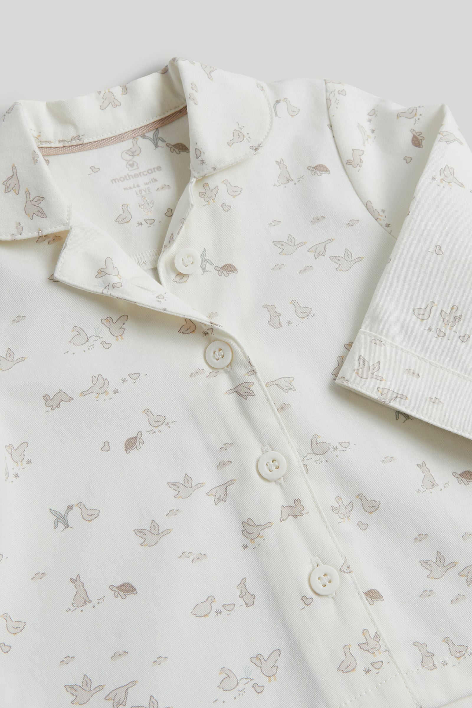 Kids White Printed Cotton Woven Regular Fit Long Sleeve Pyjama Set