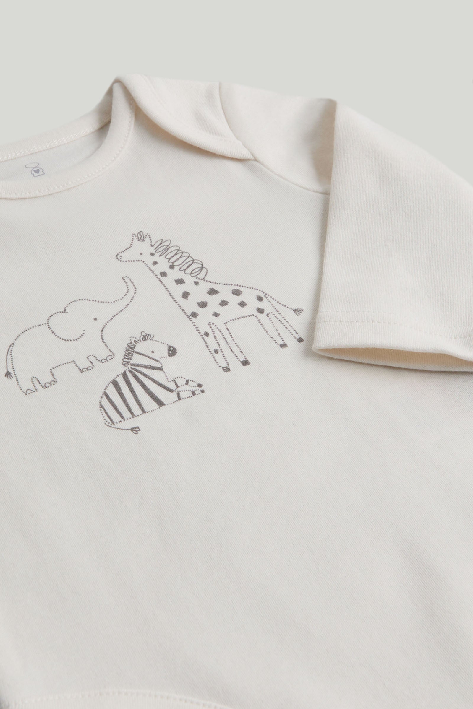 Kids Cream Safari Print Cotton Regular Fit 3-Piece Set