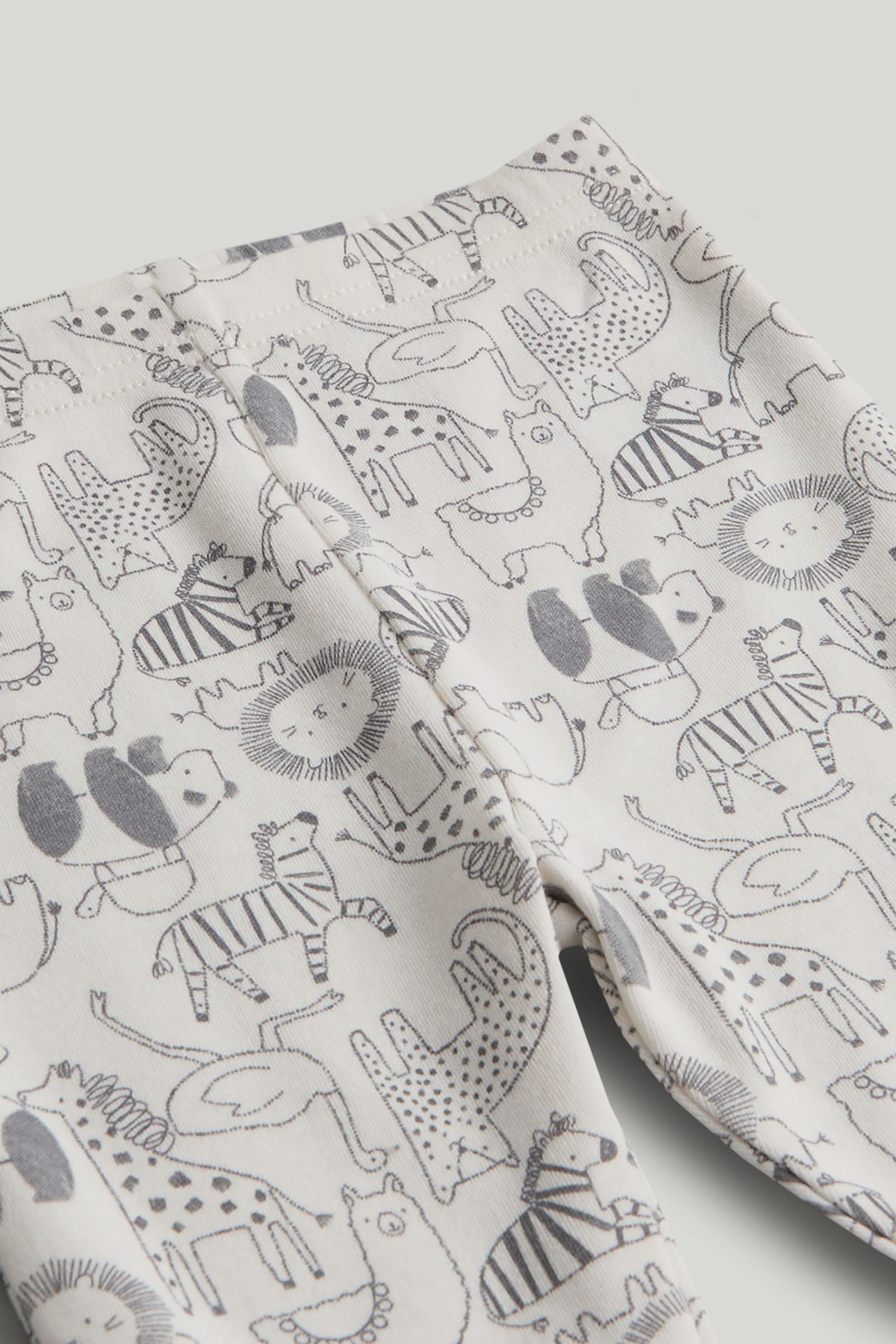 Kids Cream Safari Print Cotton Regular Fit 3-Piece Set