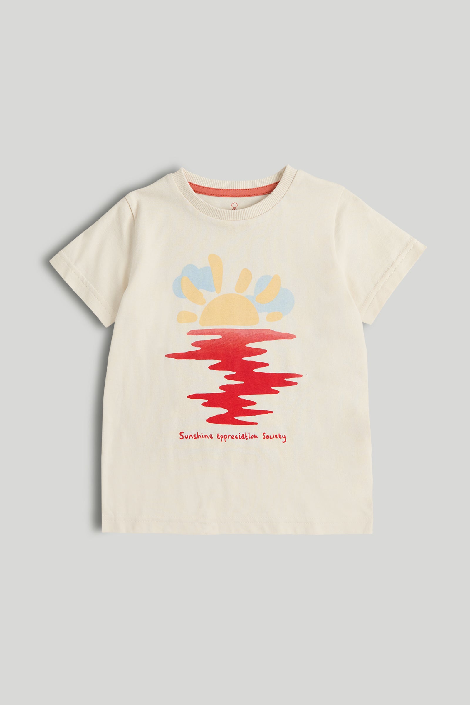 Boys White Sunrise Print Cotton Regular Fit Casual T-Shirt