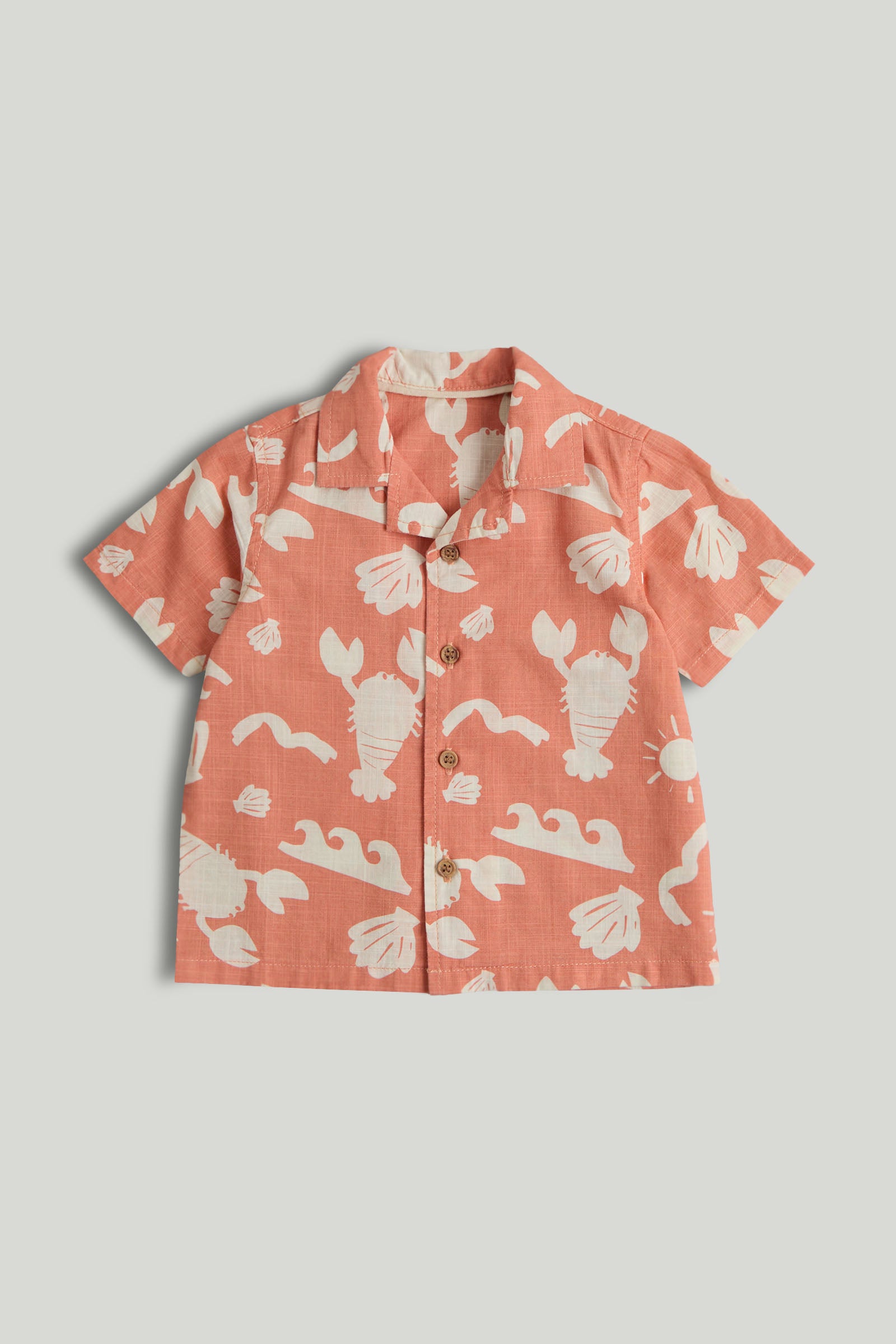 Boys Dark Orange Printed Cotton Regular Fit Casual Shirt