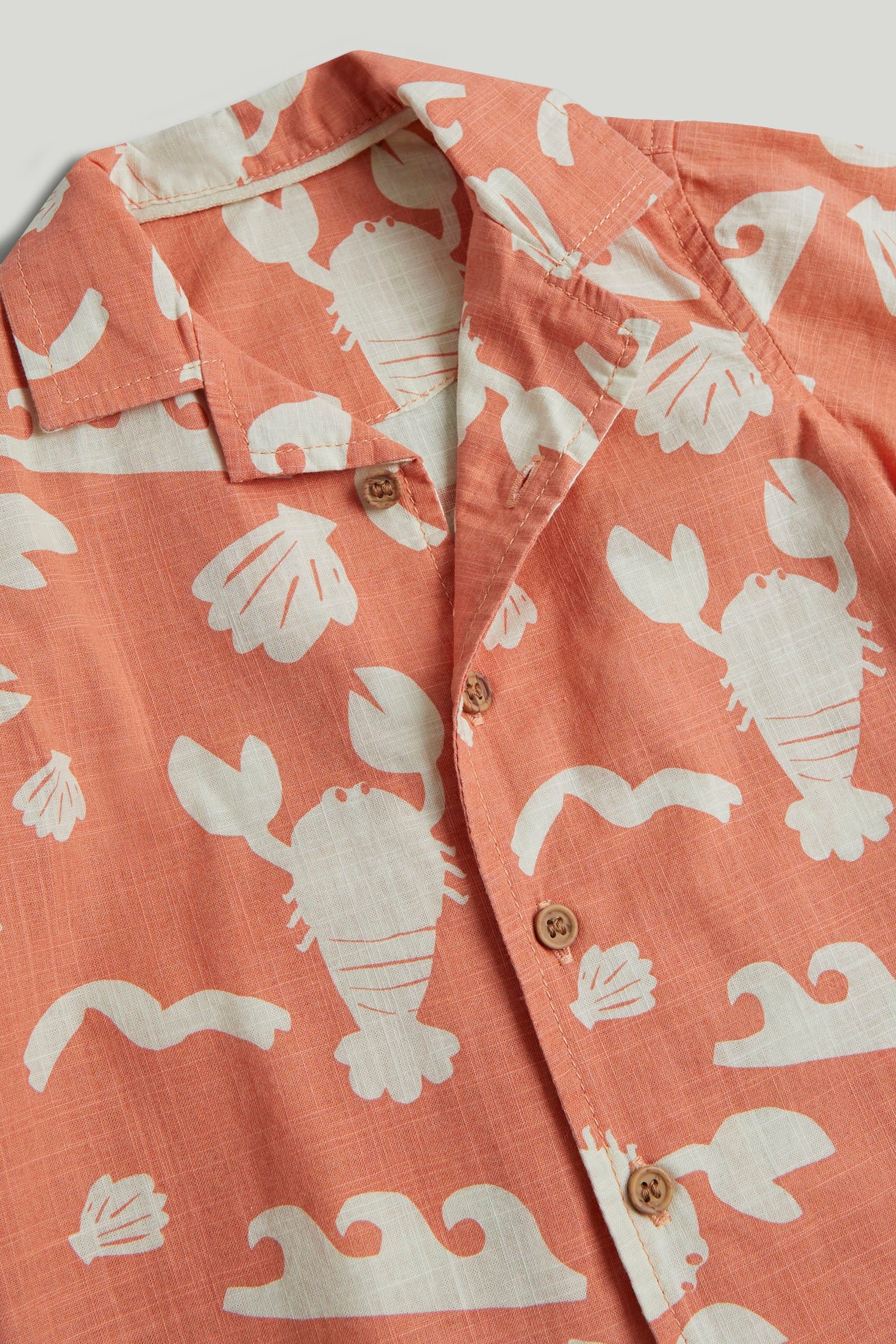 Boys Dark Orange Printed Cotton Regular Fit Casual Shirt