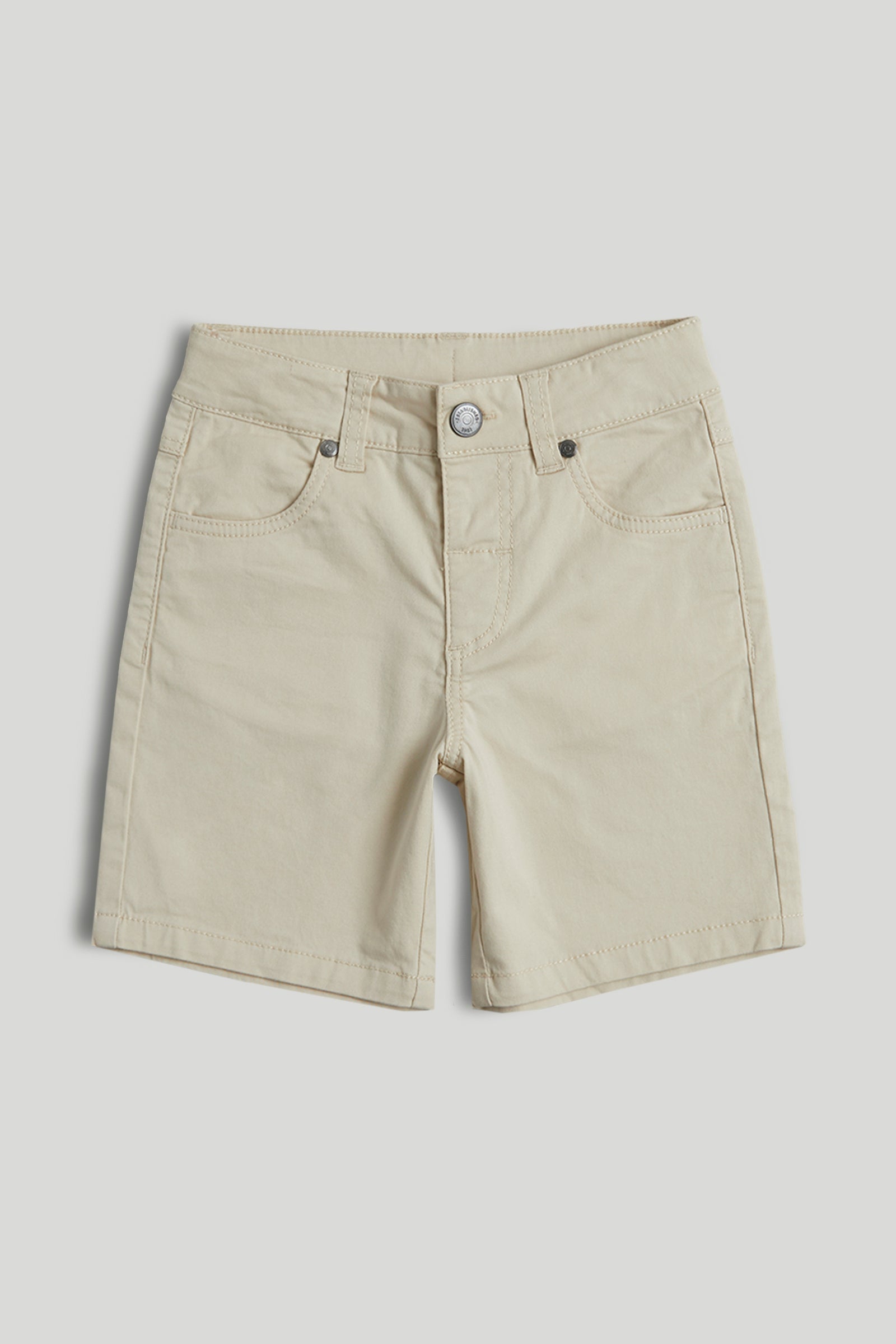 Boys Neutral Cotton Twill Denim Shorts – Regular Fit