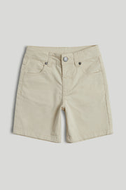 Boys Neutral Cotton Twill Denim Shorts – Regular Fit
