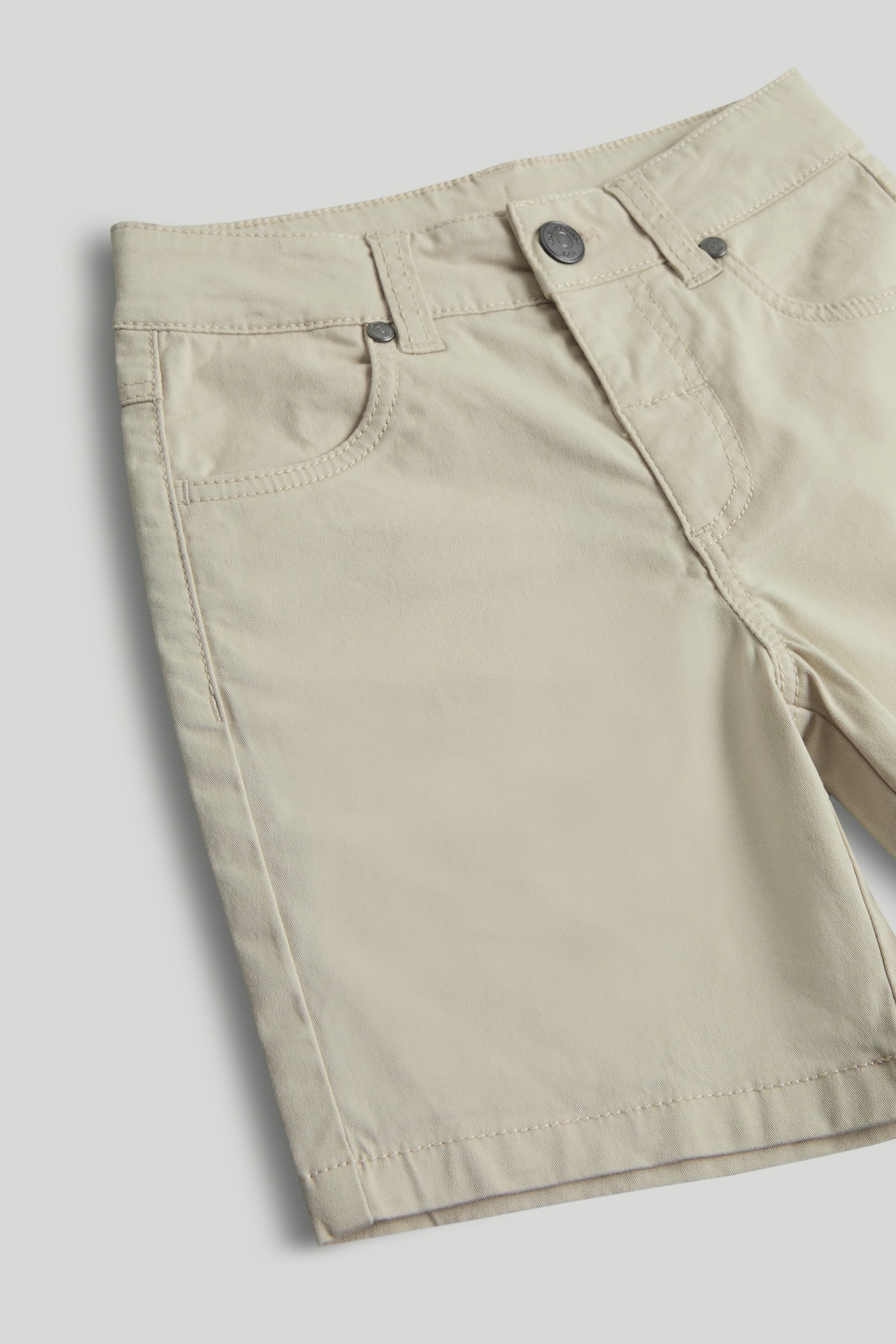 Boys Neutral Cotton Twill Denim Shorts – Regular Fit