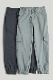 Boys Multi Cotton Blend Joggers Pack of 2