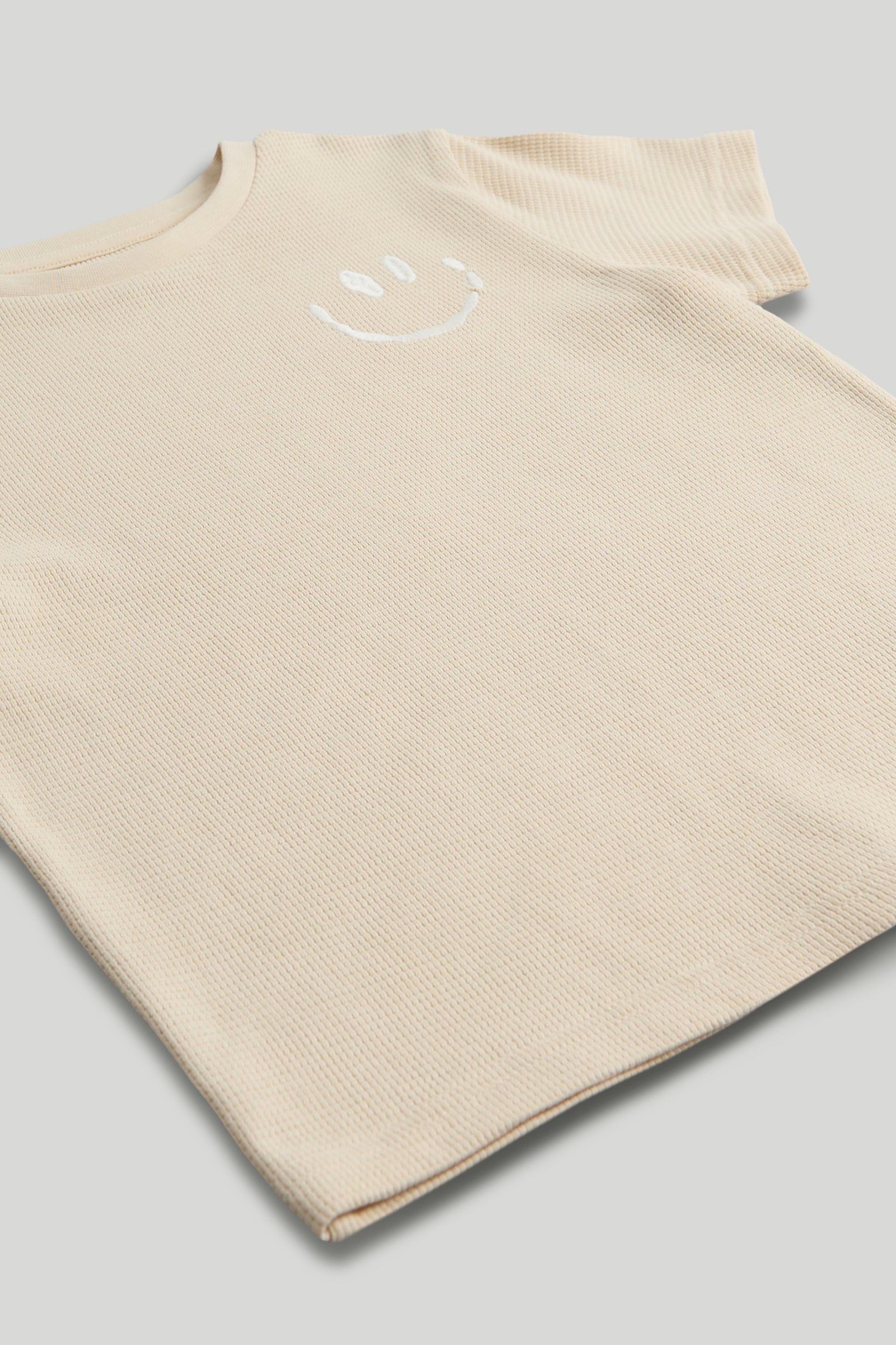 Boys Neutral Cotton Waffle T-Shirt & Shorts Set