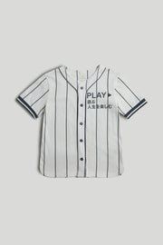 Boys White Cotton Jersey Baseball Shirt