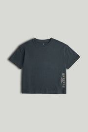 Boys Dark Grey Cotton Japanese Back Print T-Shirt