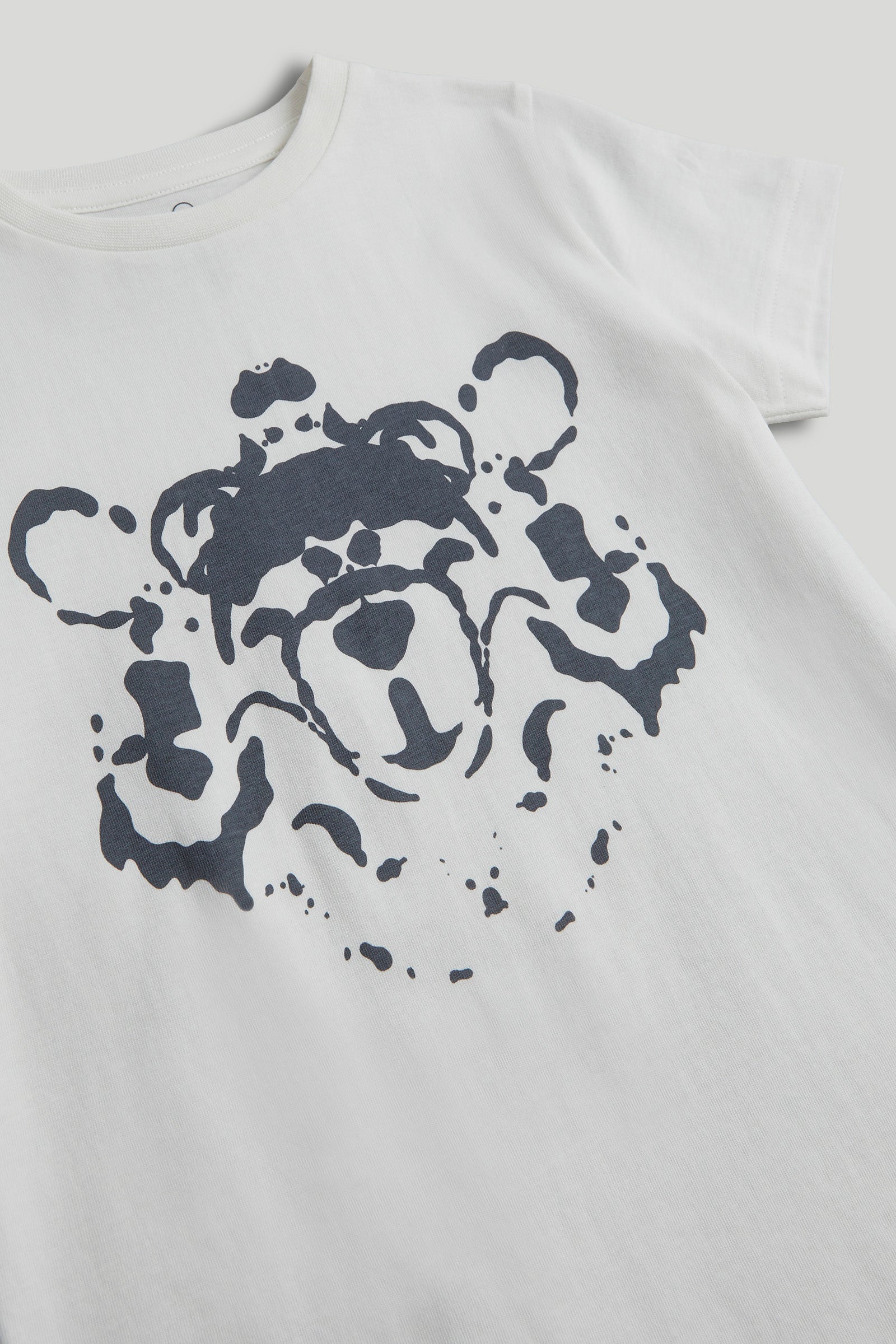 Boys White Cotton Ink Graphic T-Shirt