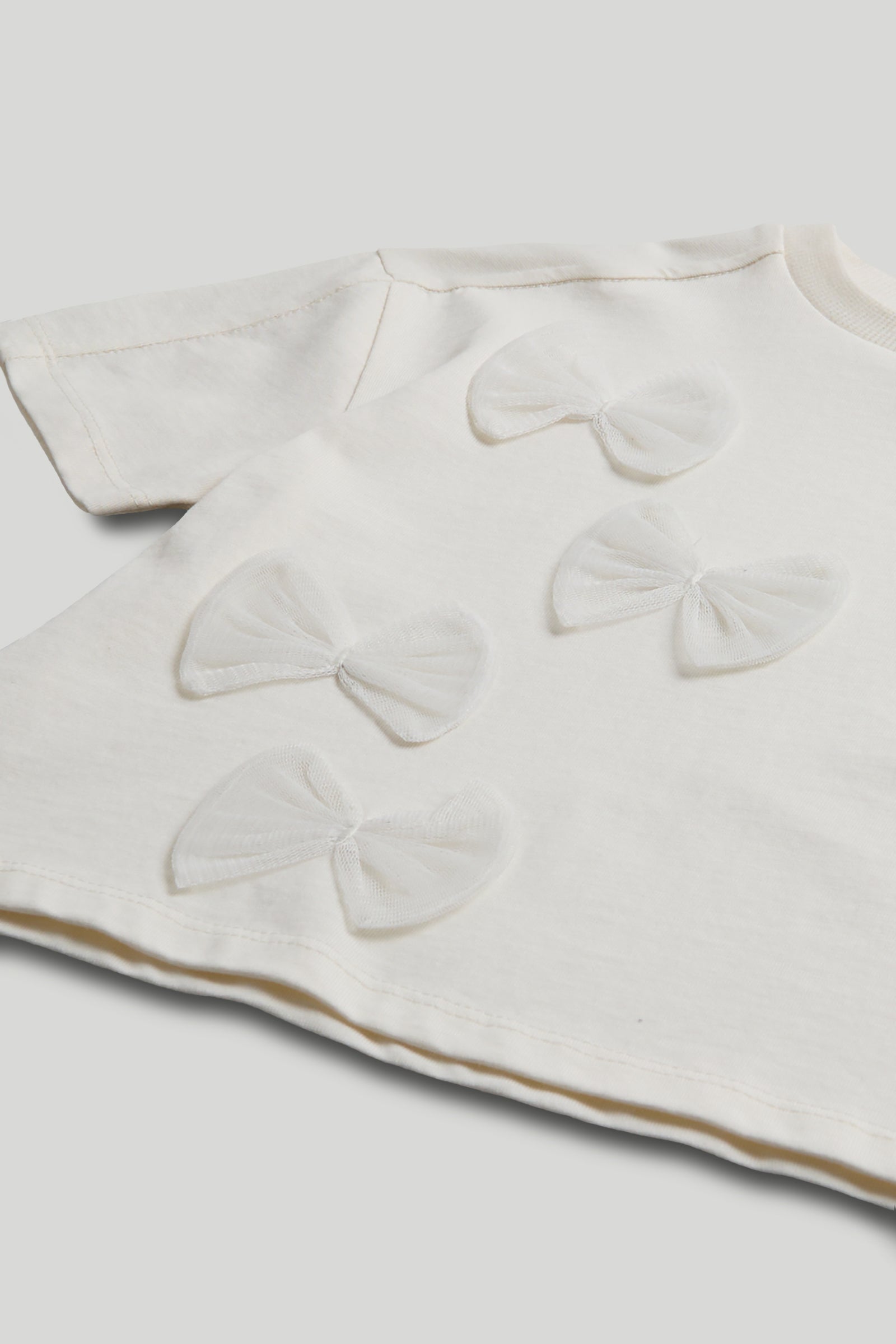 Baby Girls Cream Cotton 3D Printed T-Shirt