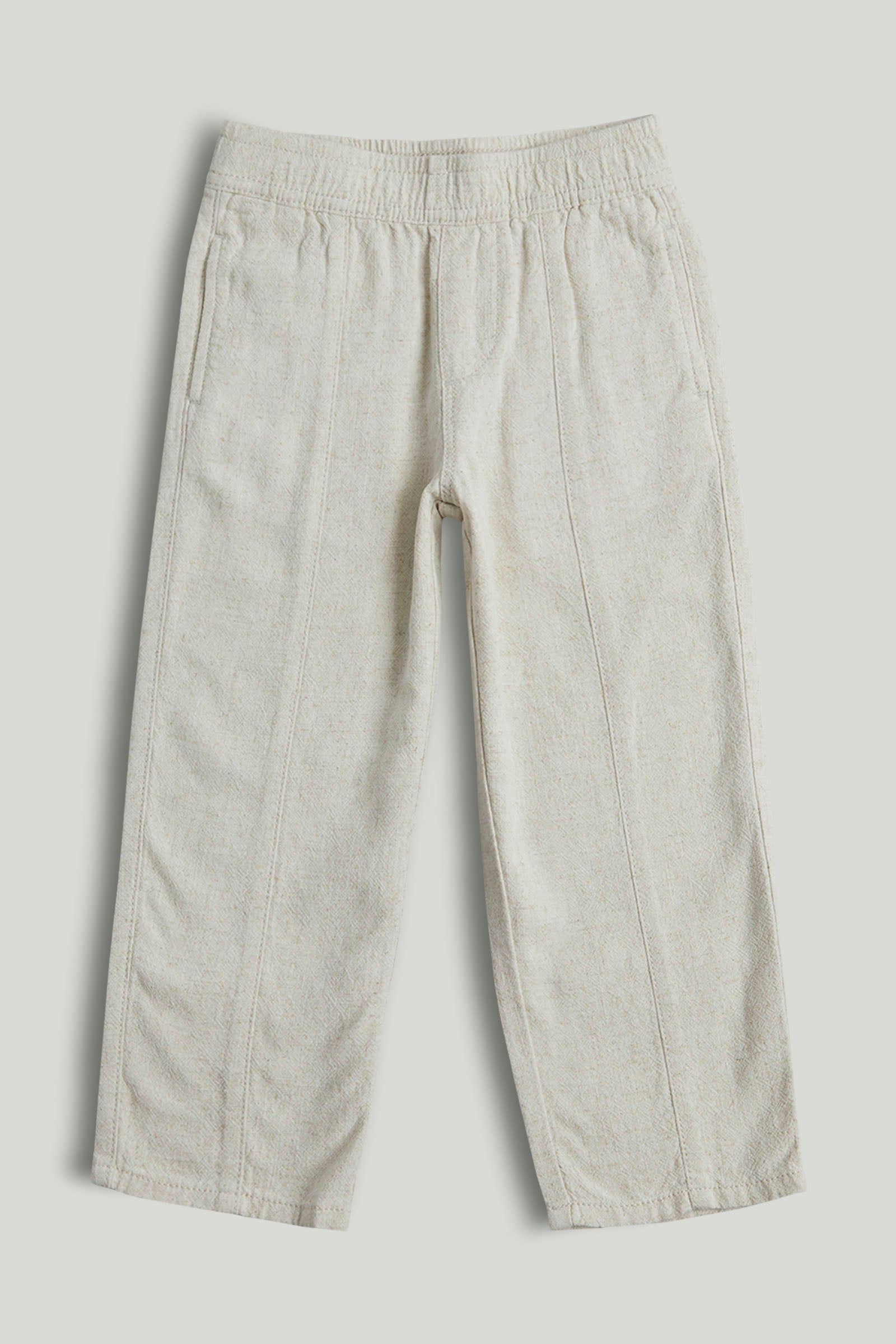Boys Light Brown Viscose Linen Pull-On Trousers