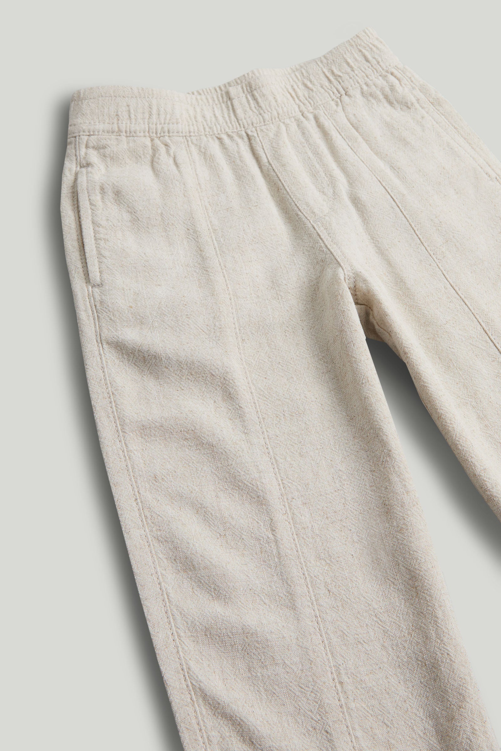 Boys Light Brown Viscose Linen Pull-On Trousers