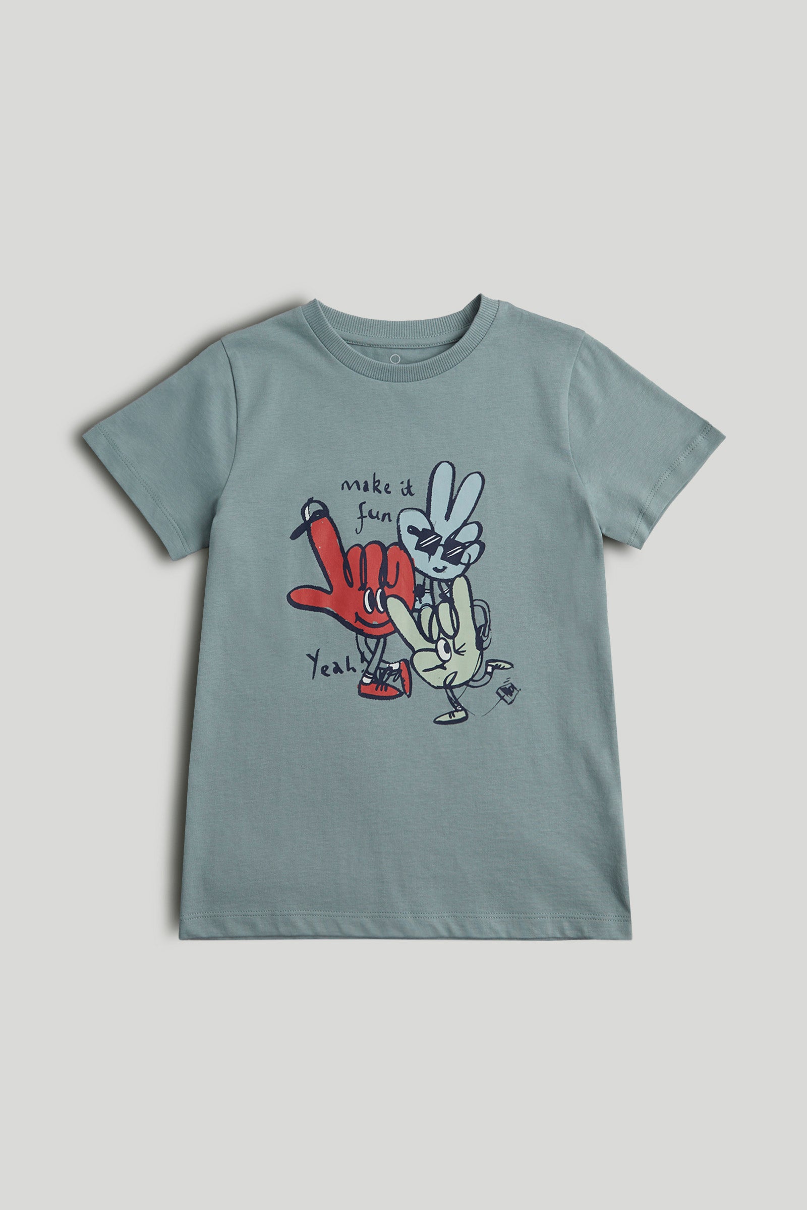 Boys Hands Graphic Cotton T-Shirt in Blue