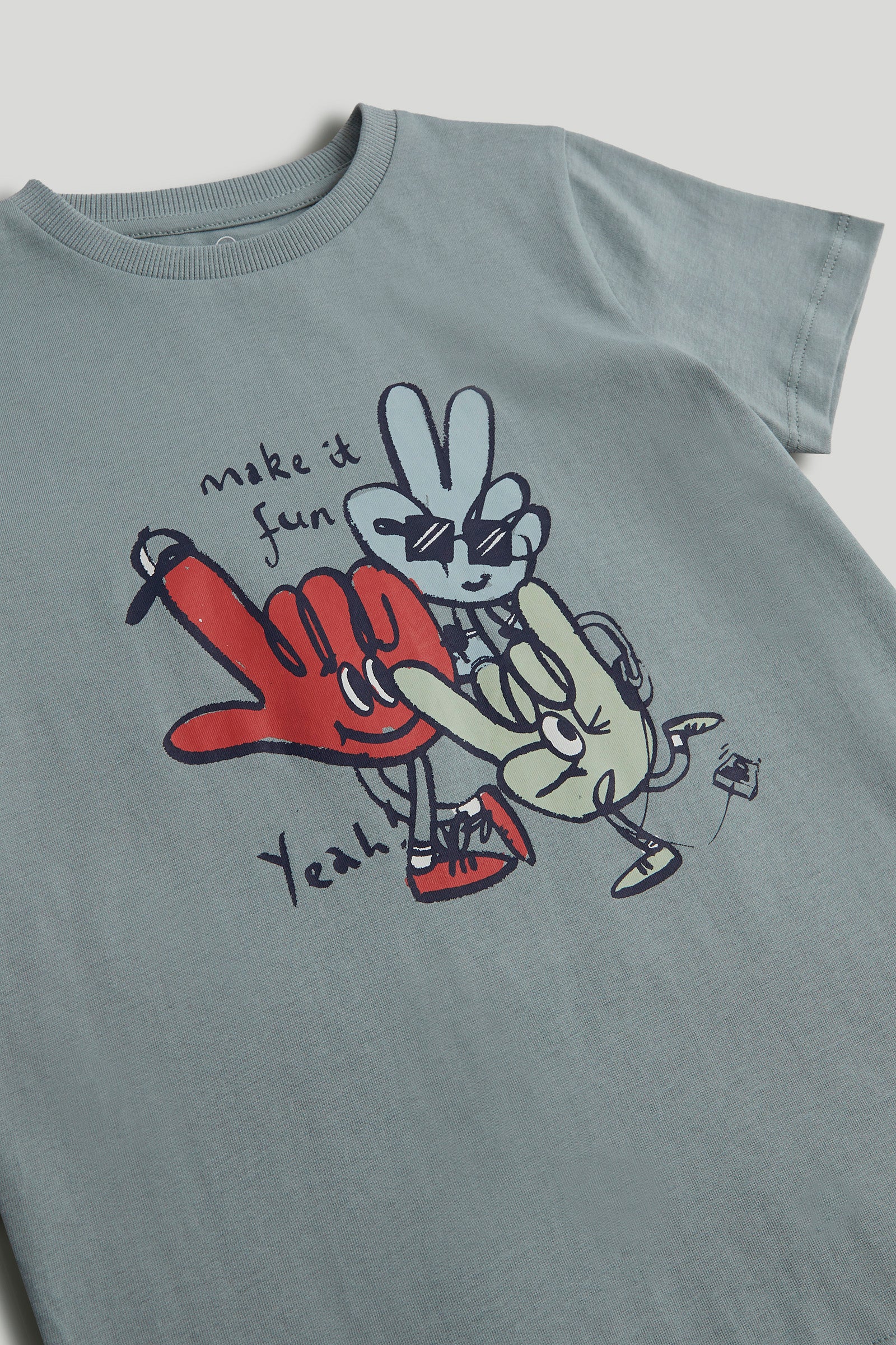 Boys Hands Graphic Cotton T-Shirt in Blue