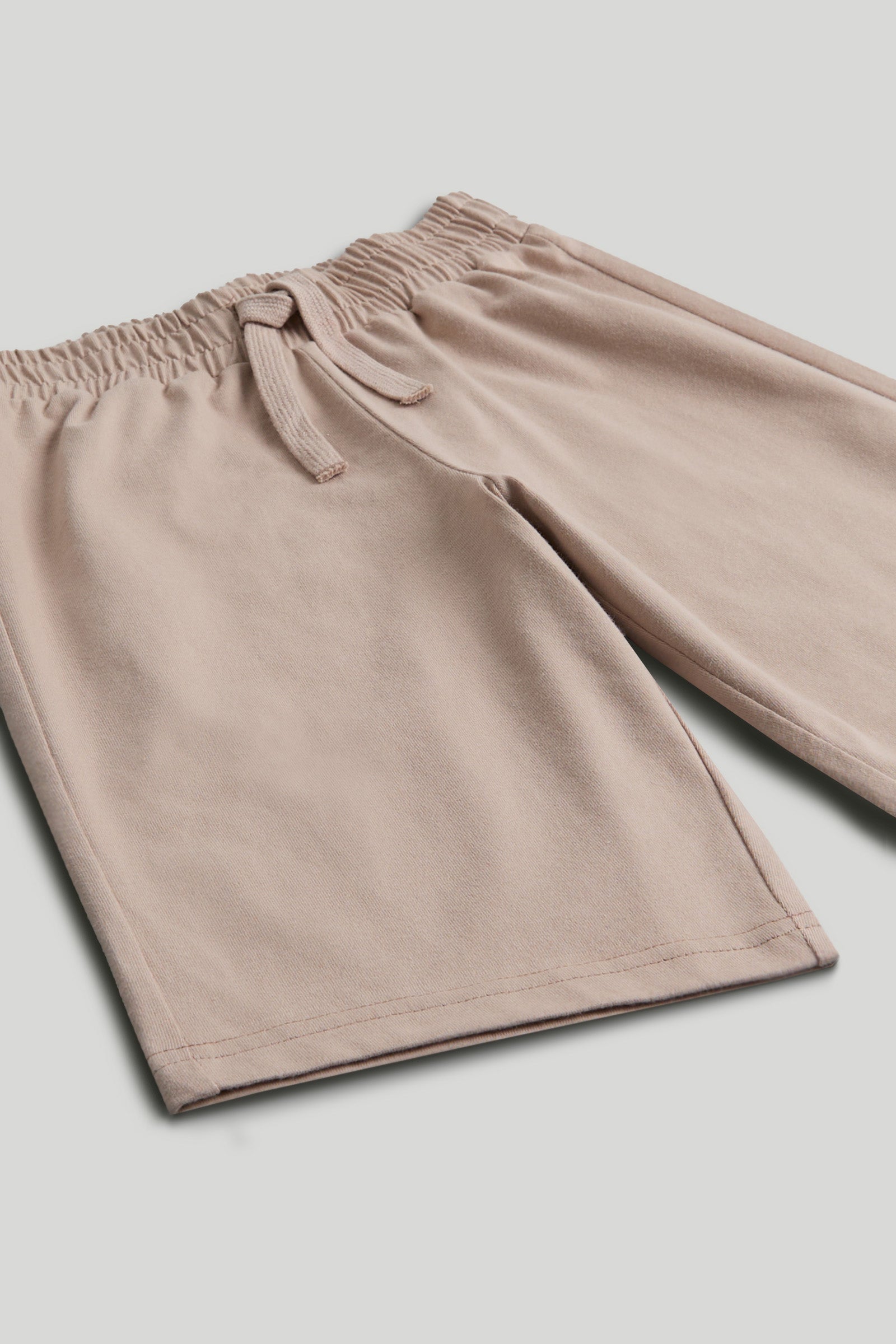 Boys Light Brown Cotton Tee & Shorts Set