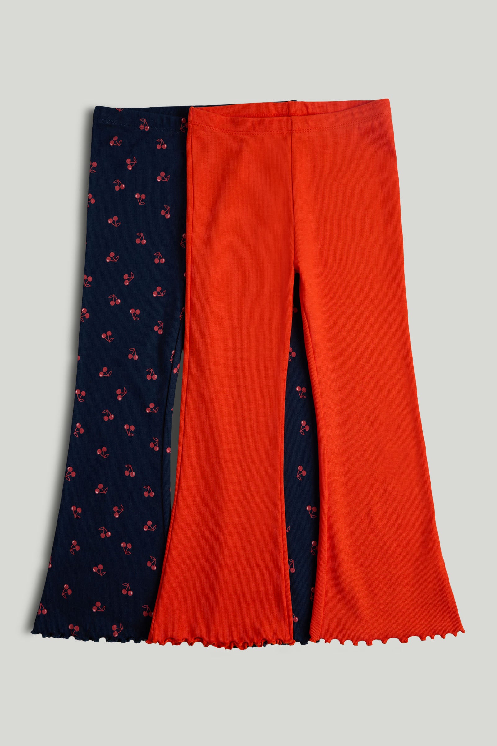 Girls Printed Cotton Blend 2 Pack Flared Leggings