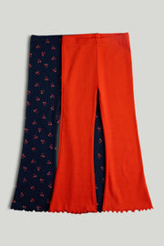 Girls Printed Cotton Blend 2 Pack Flared Leggings