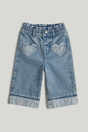 Girls Light Brown Cotton Regular Fit Paper Bag Waist Jeans
