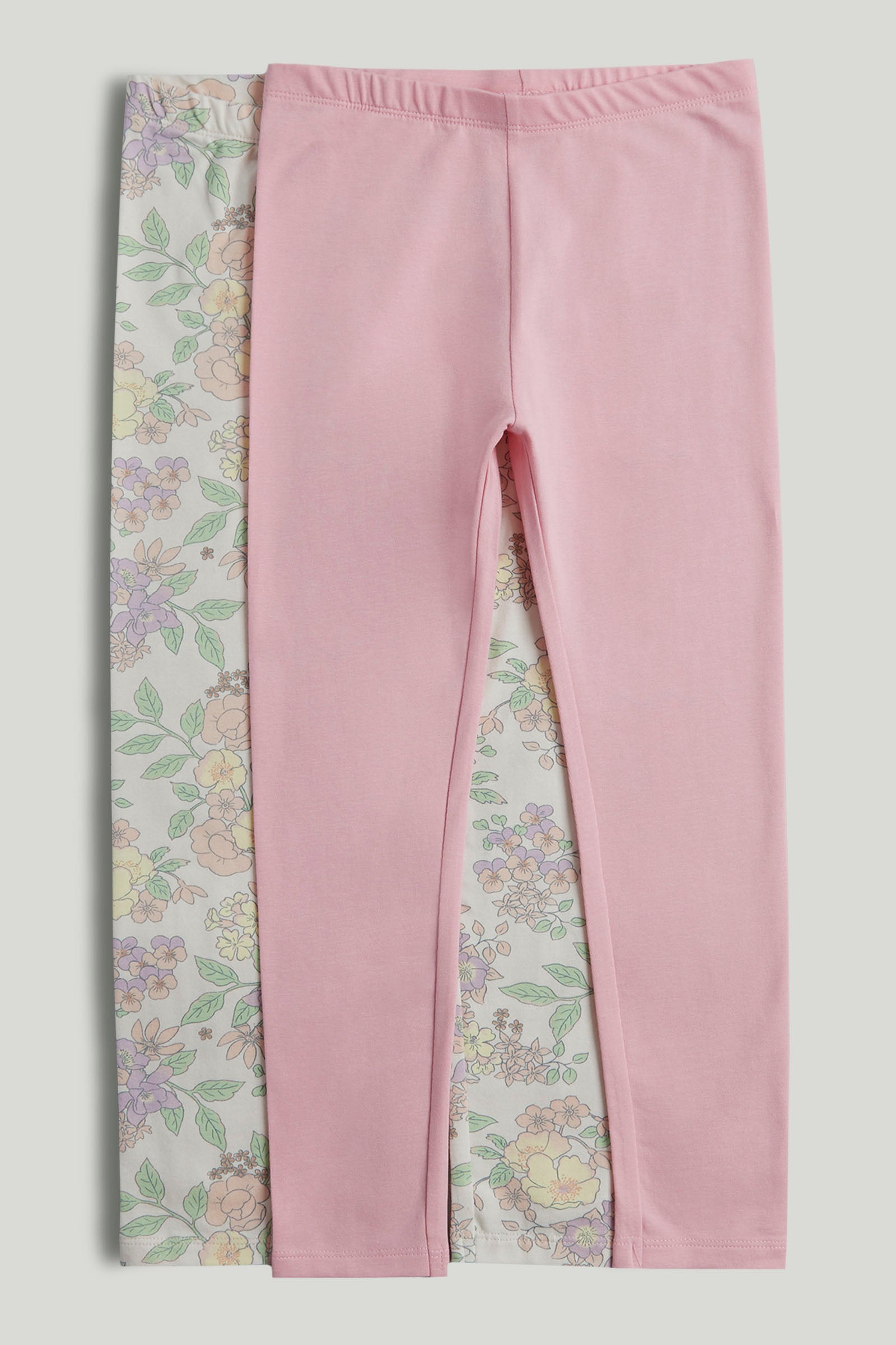 Girls Multi Cotton Stretch Printed Leggings Pack of 2