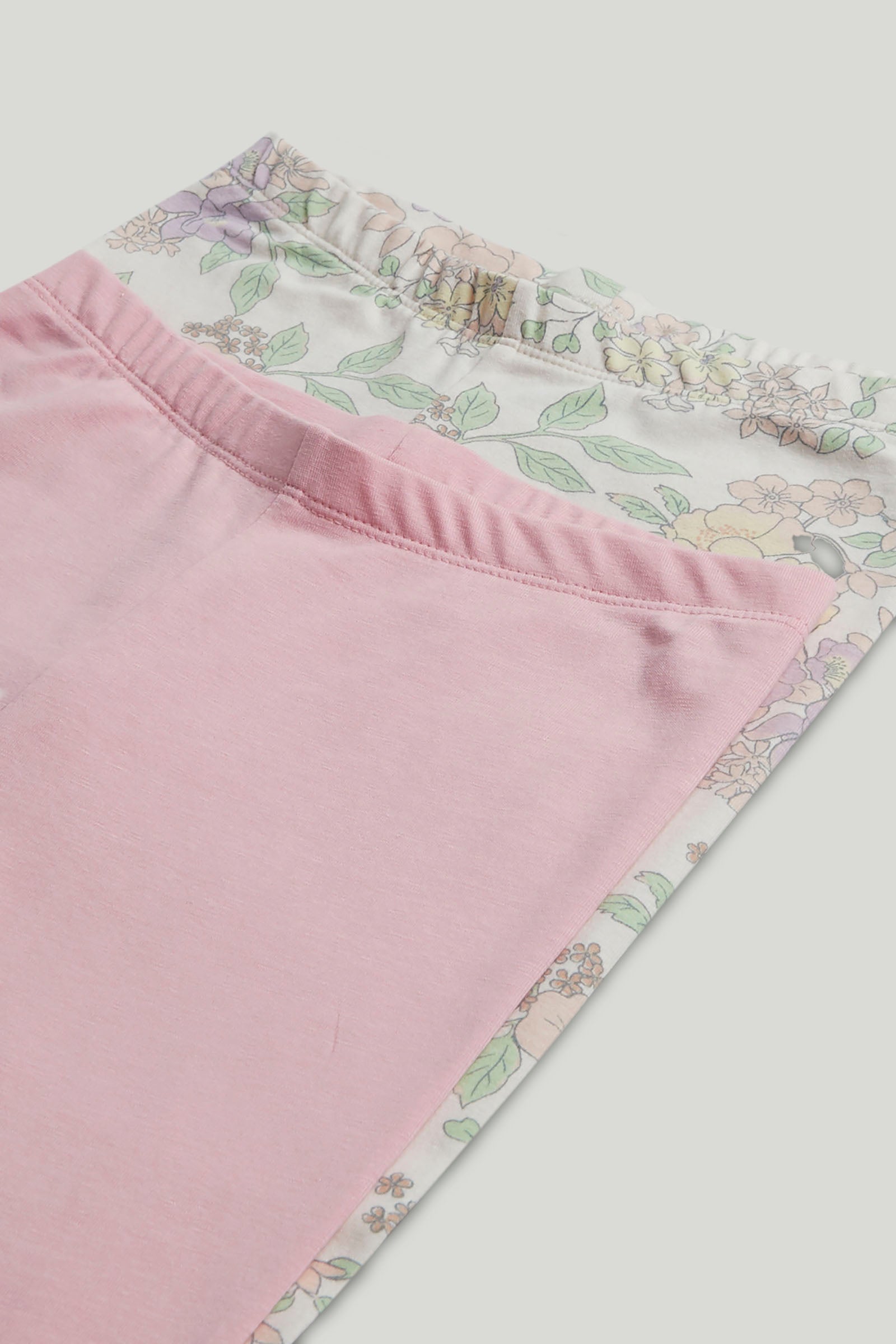 Girls Multi Cotton Stretch Printed Leggings Pack of 2