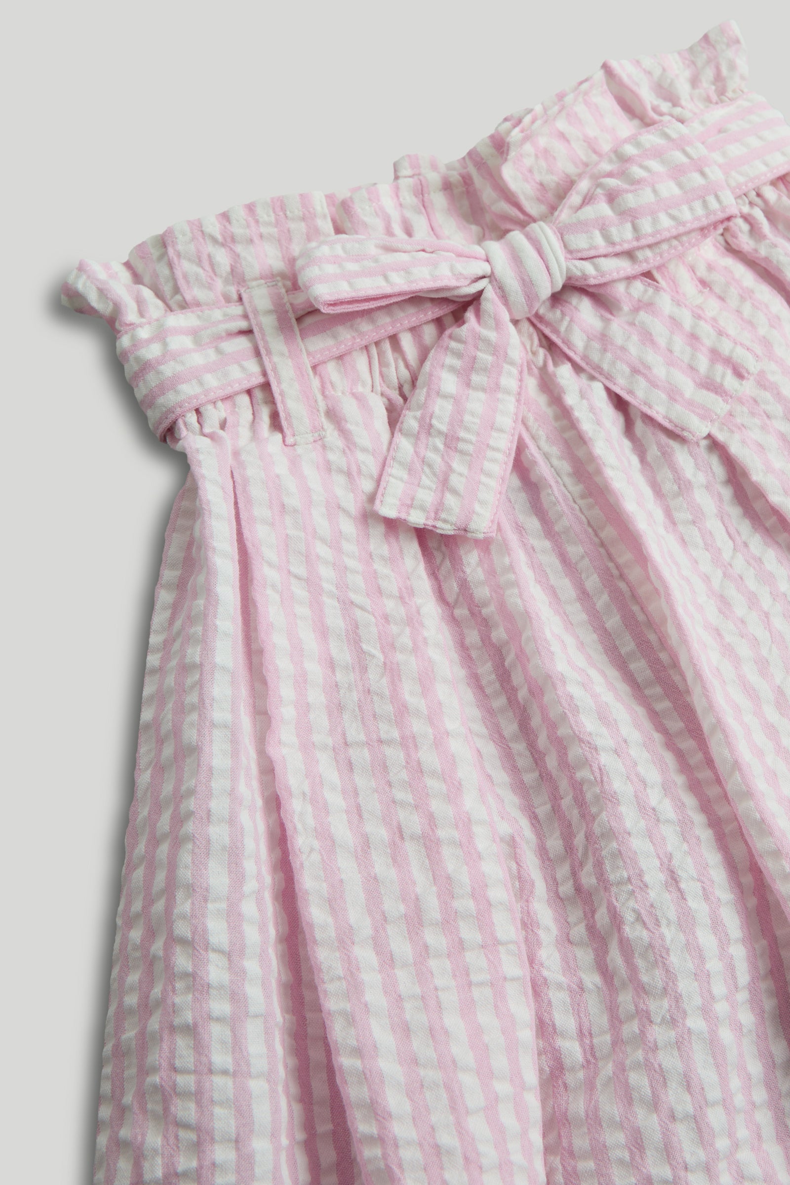 Girls Light Pink Cotton Paperbag Culotte Trousers