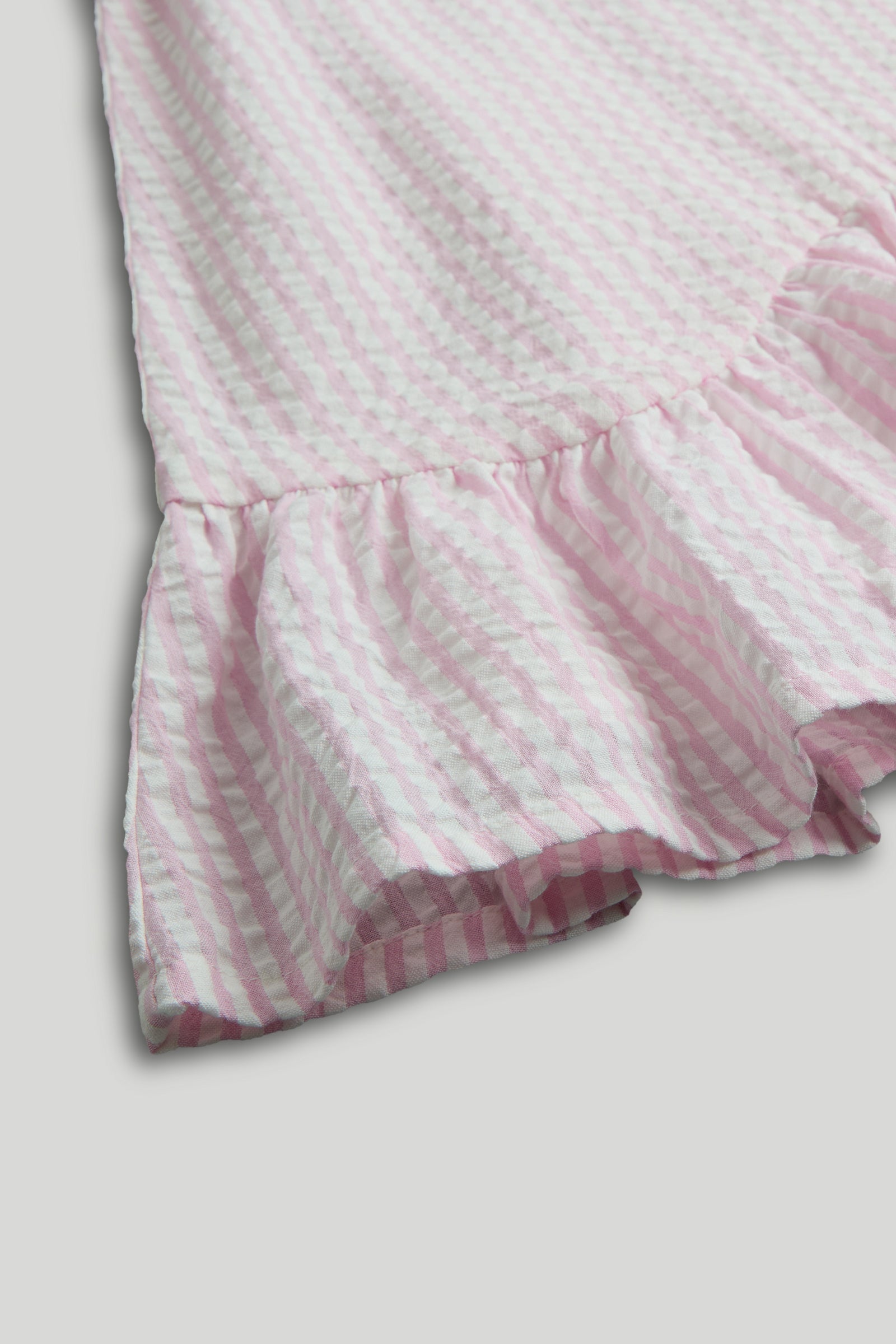 Girls Light Pink Cotton Puff Sleeve Woven Dress