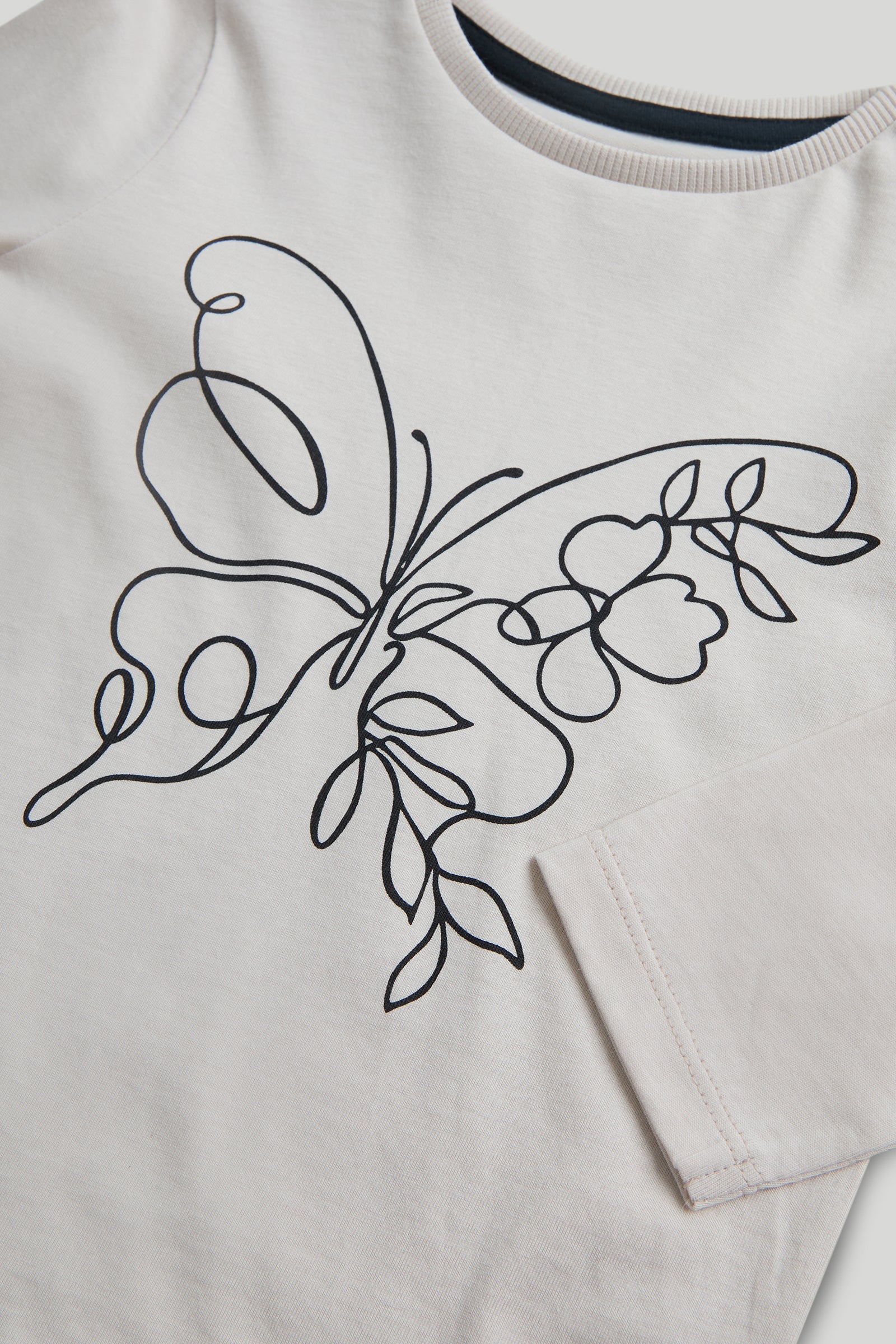 Boys Printed Cotton Long Sleeve T-Shirt in Brown