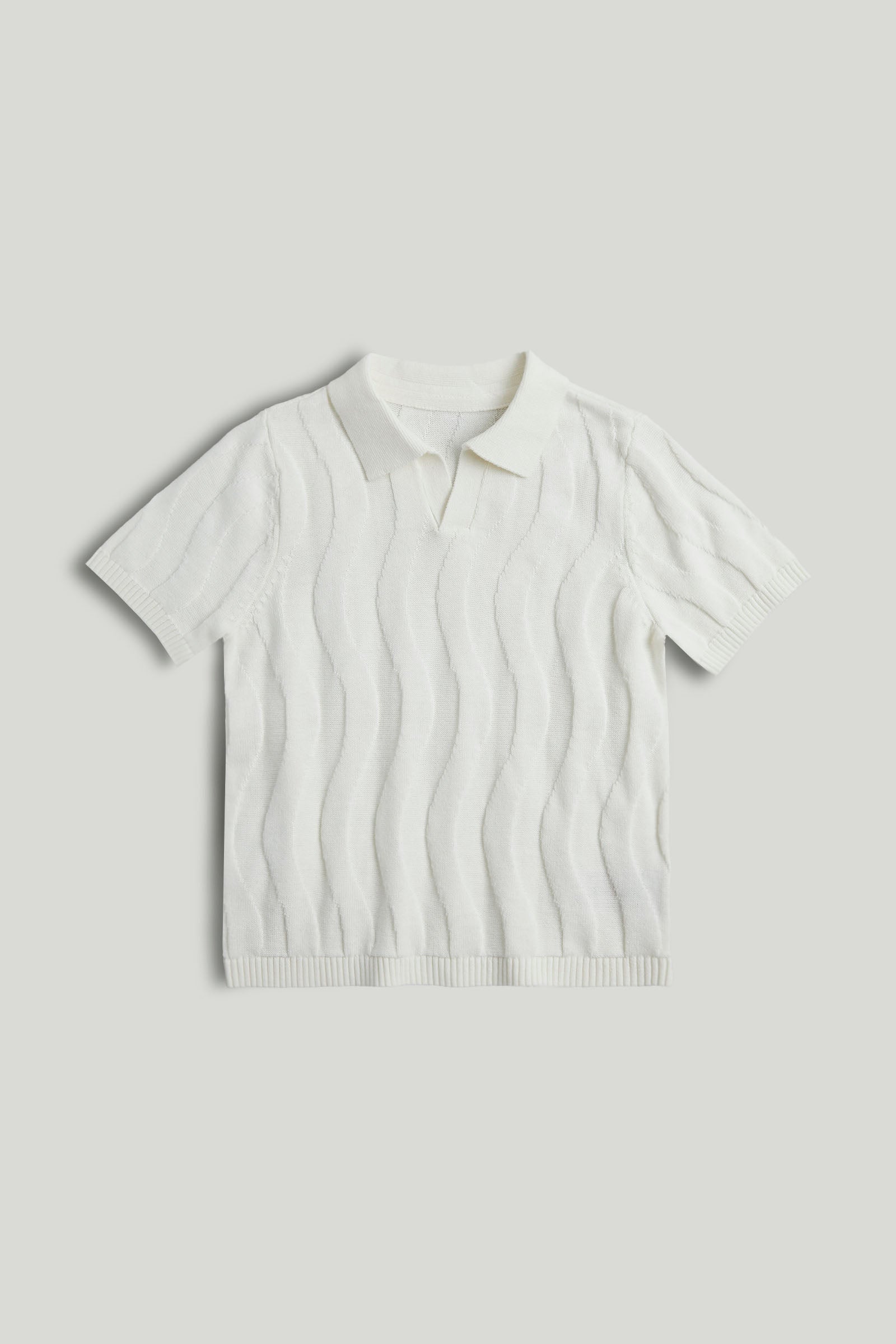 Boys Textured Cotton Polo T-Shirt in White
