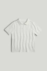 Boys Textured Cotton Polo T-Shirt in White