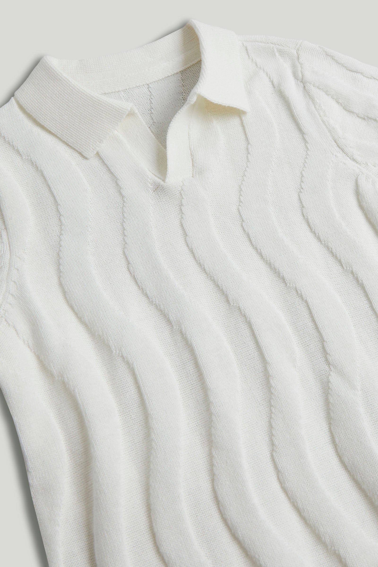 Boys Textured Cotton Polo T-Shirt in White