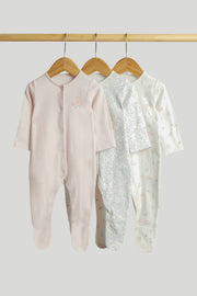 Girls Multi Printed Cotton Regular Fit 3-Pack Sleepsuits