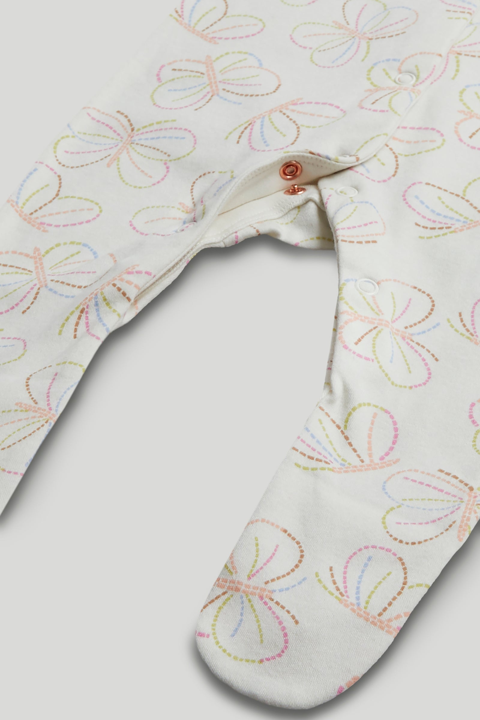Girls Multi Butterfly Print Cotton Regular Fit 3-Pack Sleepsuits
