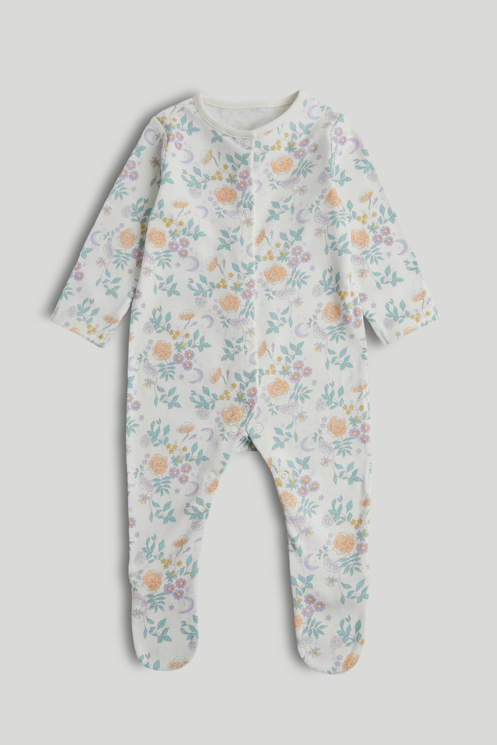 Girls Multi Celestial Print Cotton Regular Fit 3-Pack Sleepsuits