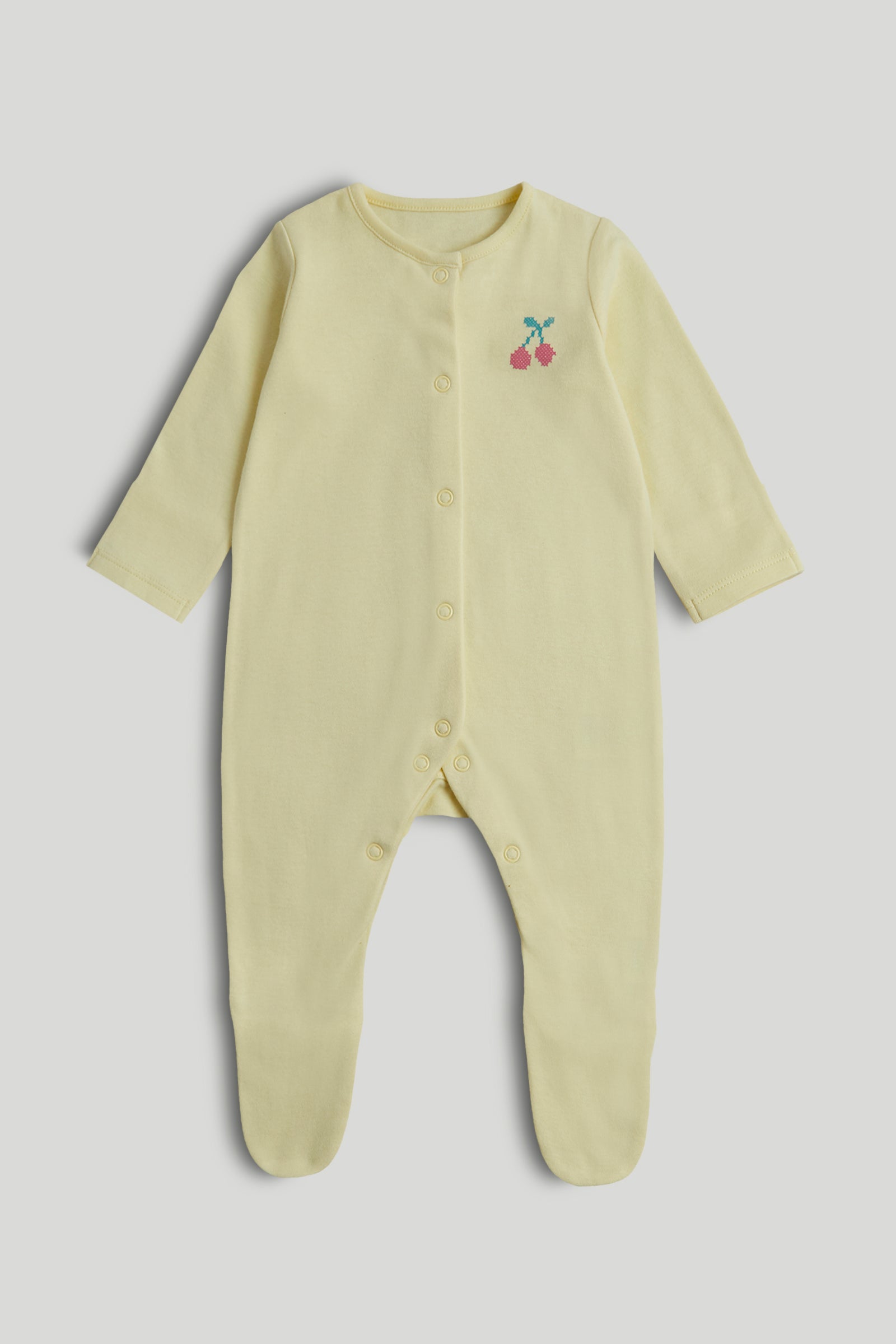 Girls Multi Fruit Print Cotton Regular Fit 3-Pack Sleepsuits
