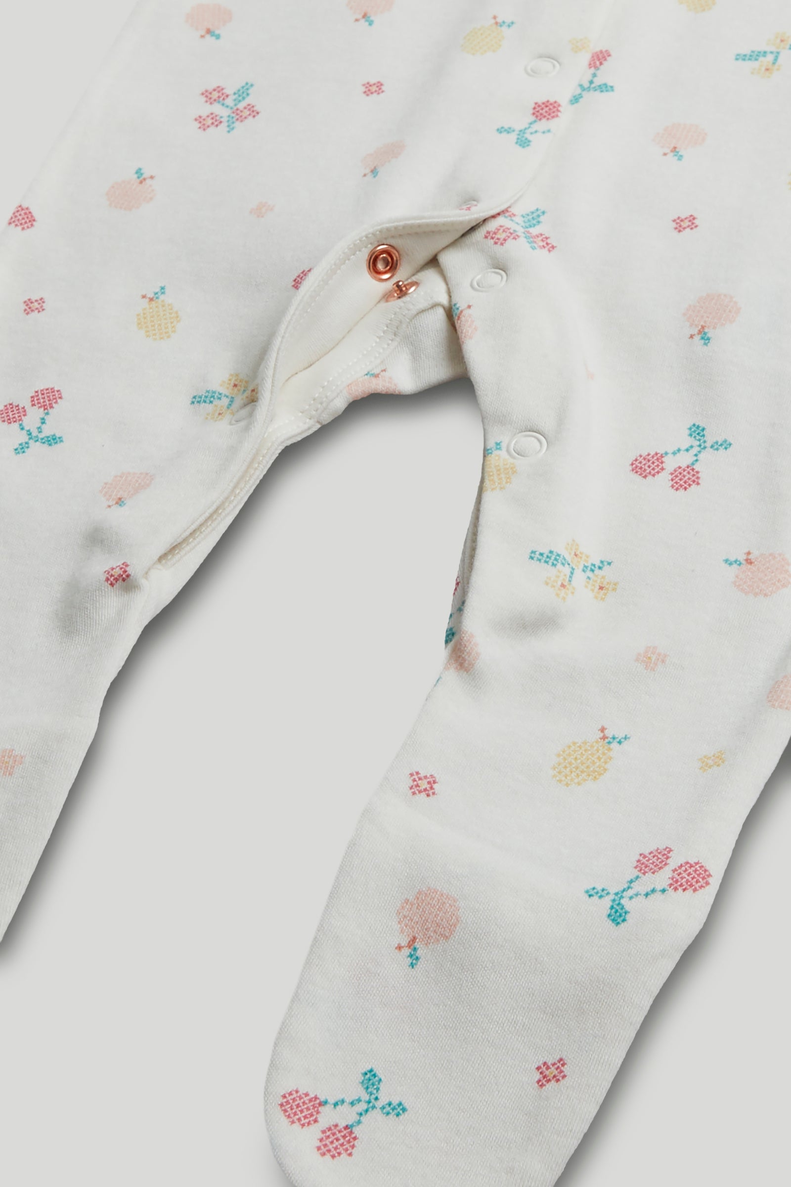 Girls Multi Fruit Print Cotton Regular Fit 3-Pack Sleepsuits