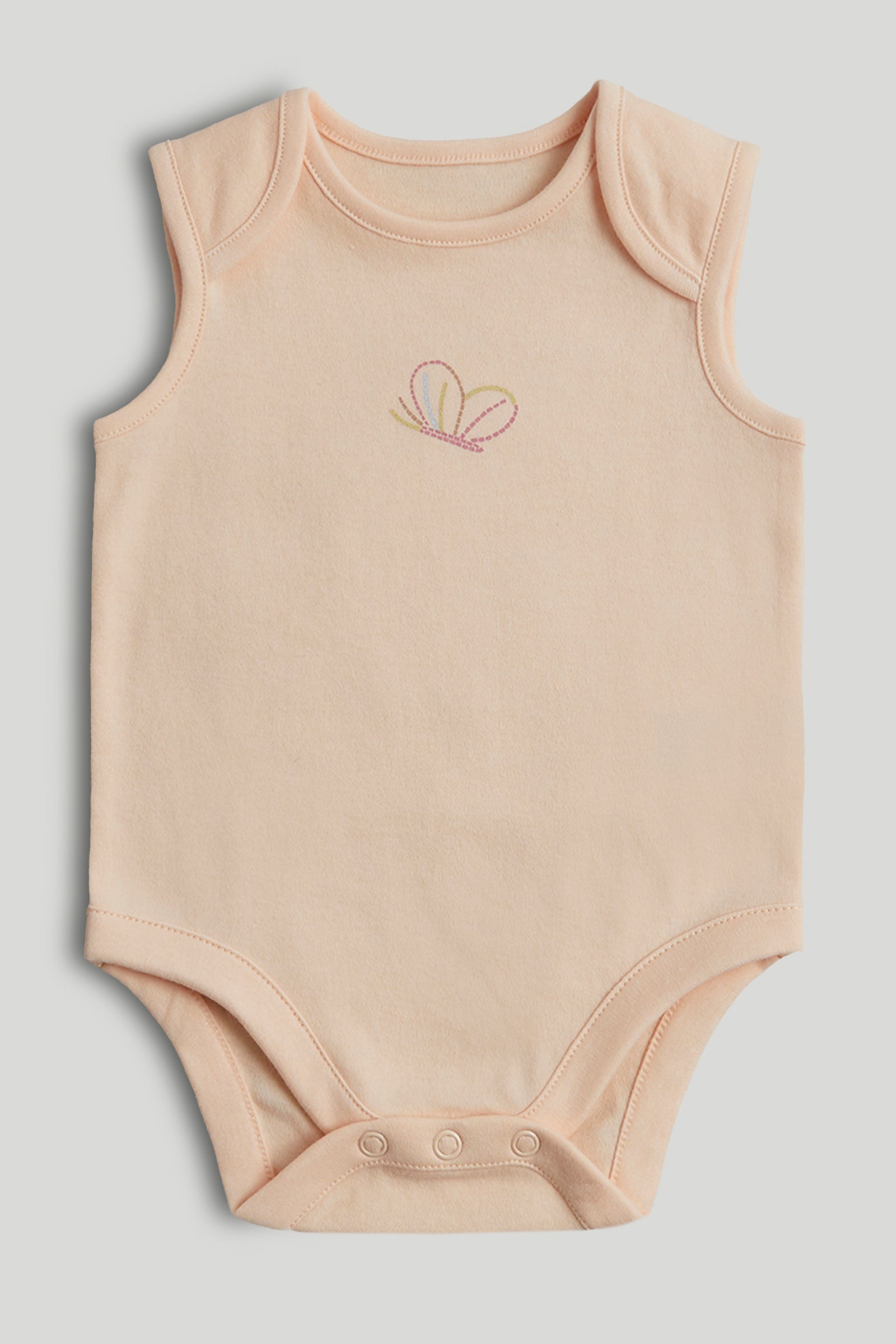 Girls Multi Butterfly Print Cotton Regular Fit 5-Pack Sleeveless Bodysuits