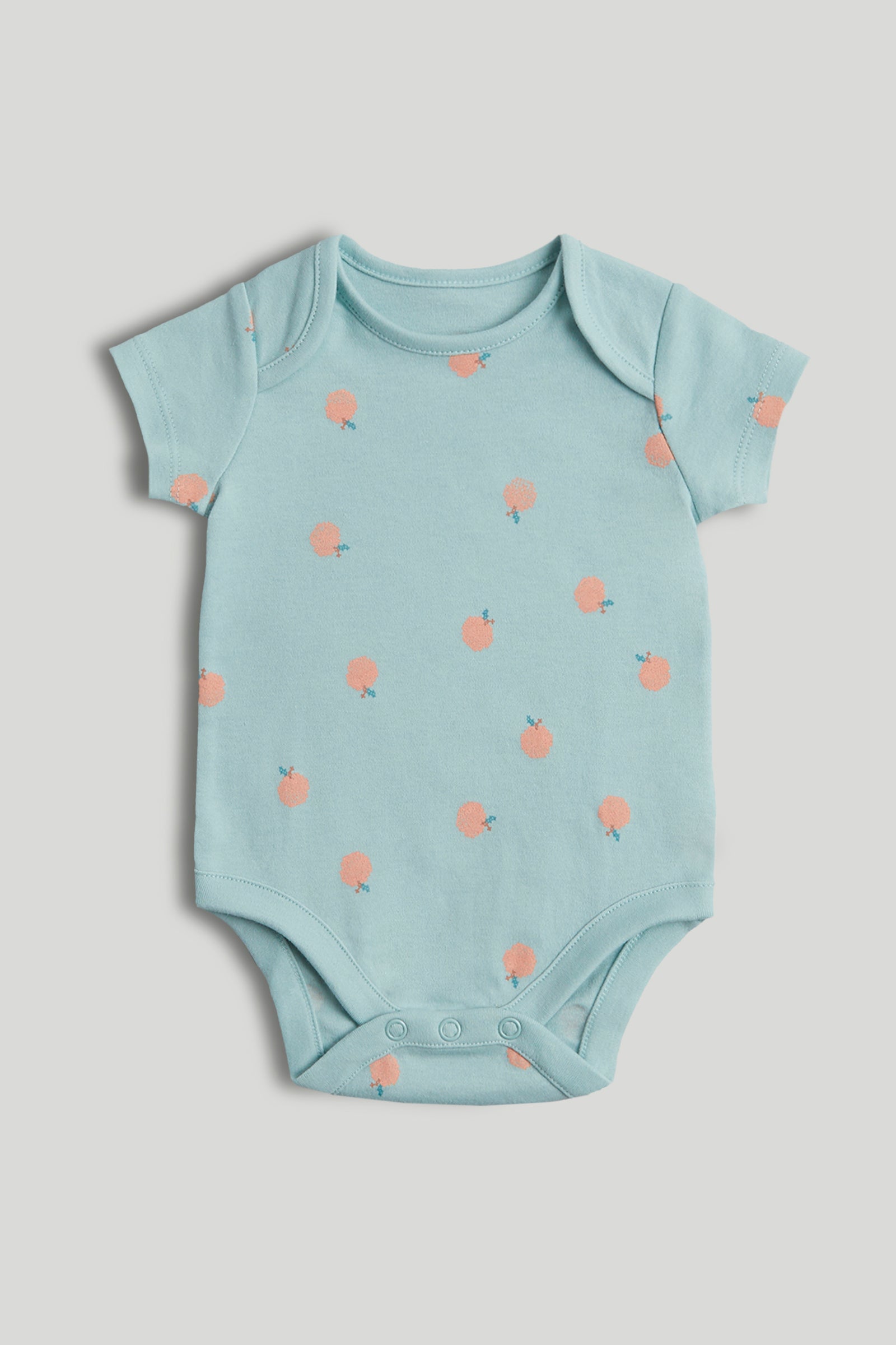 Girls Multi Fruit Print Cotton Regular Fit 5-Pack Short Sleeve Bodysuits
