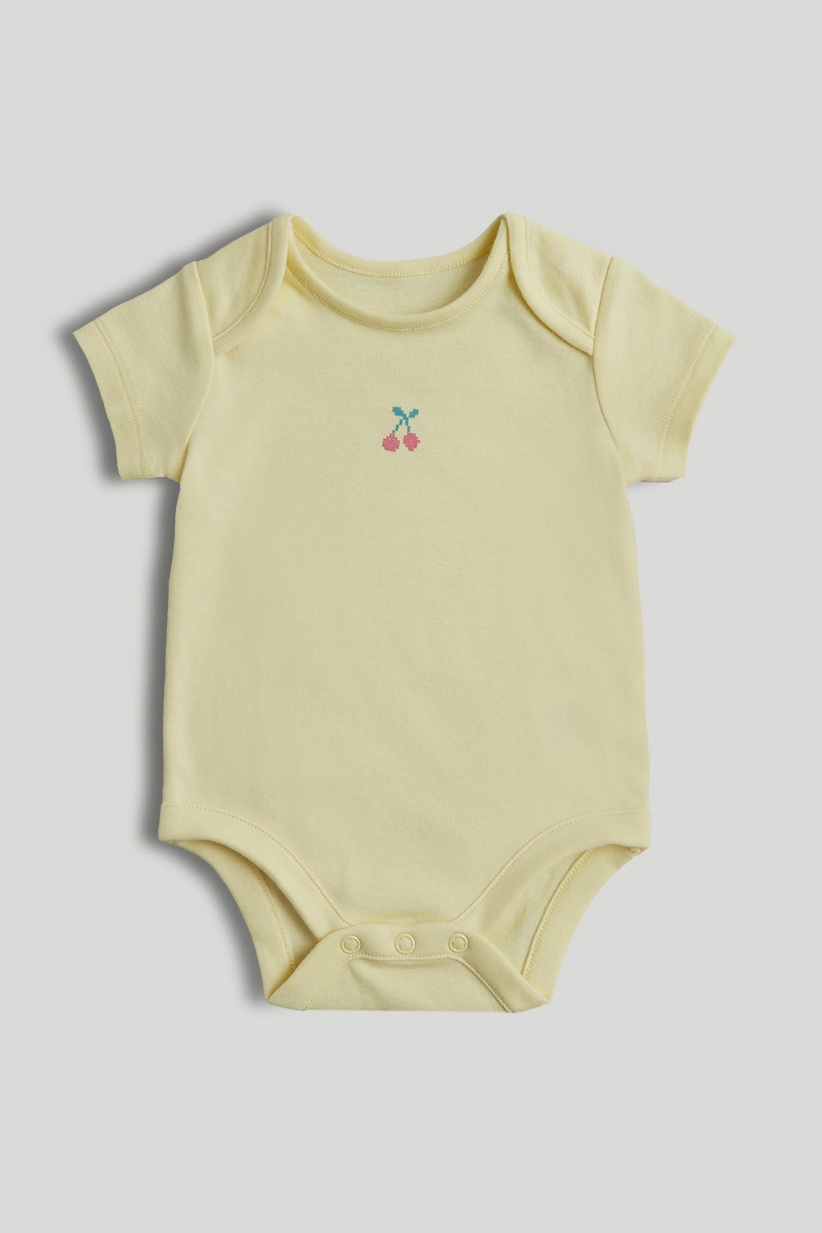 Girls Multi Fruit Print Cotton Regular Fit 5-Pack Short Sleeve Bodysuits