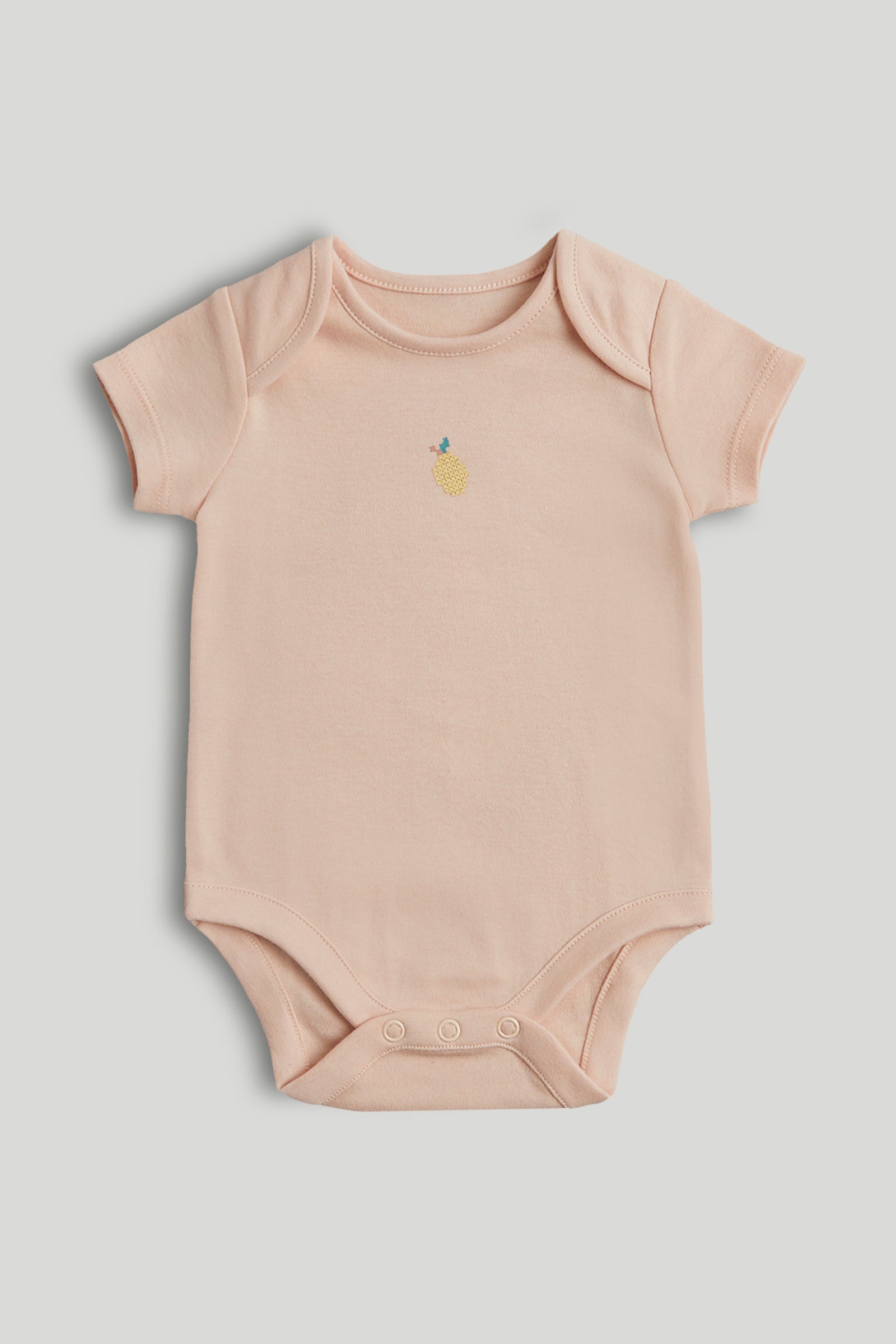 Girls Multi Fruit Print Cotton Regular Fit 5-Pack Short Sleeve Bodysuits