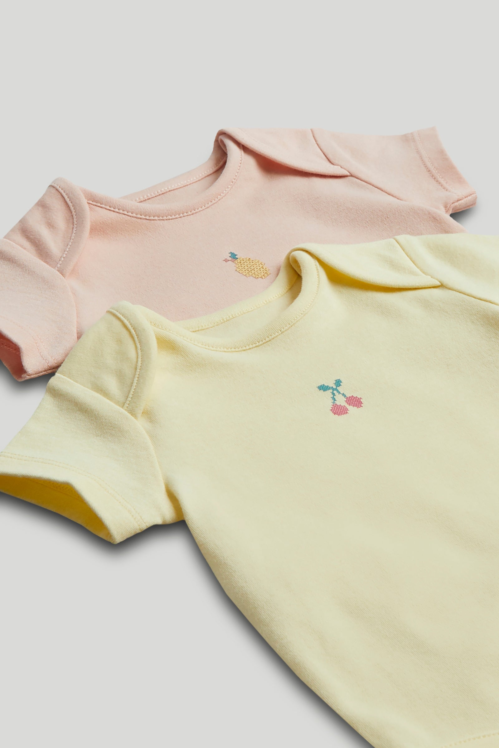 Girls Multi Fruit Print Cotton Regular Fit 5-Pack Short Sleeve Bodysuits
