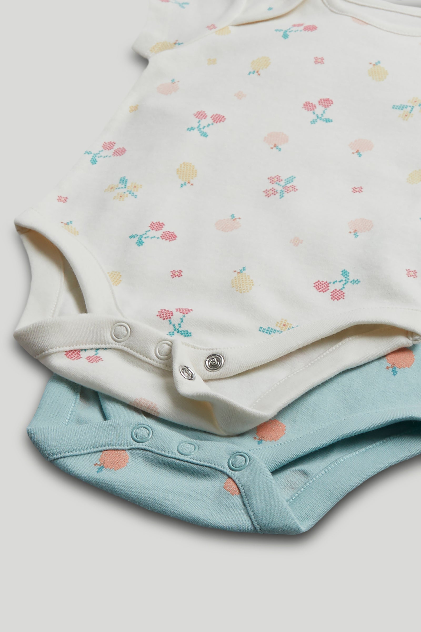 Girls Multi Fruit Print Cotton Regular Fit 5-Pack Short Sleeve Bodysuits