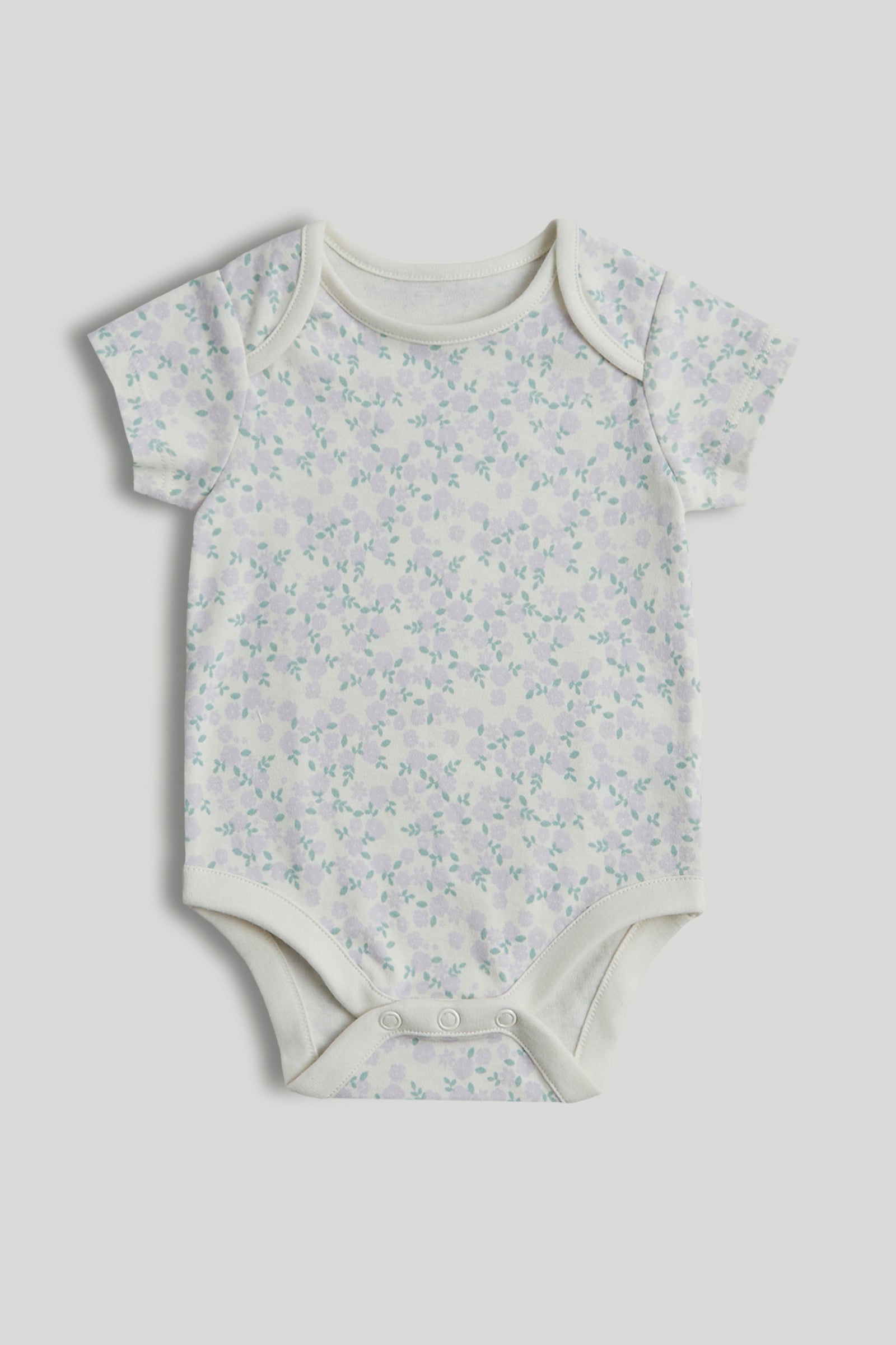 Girls Multi Little Bird Print Cotton Regular Fit 5-Pack Short Sleeve Bodysuits