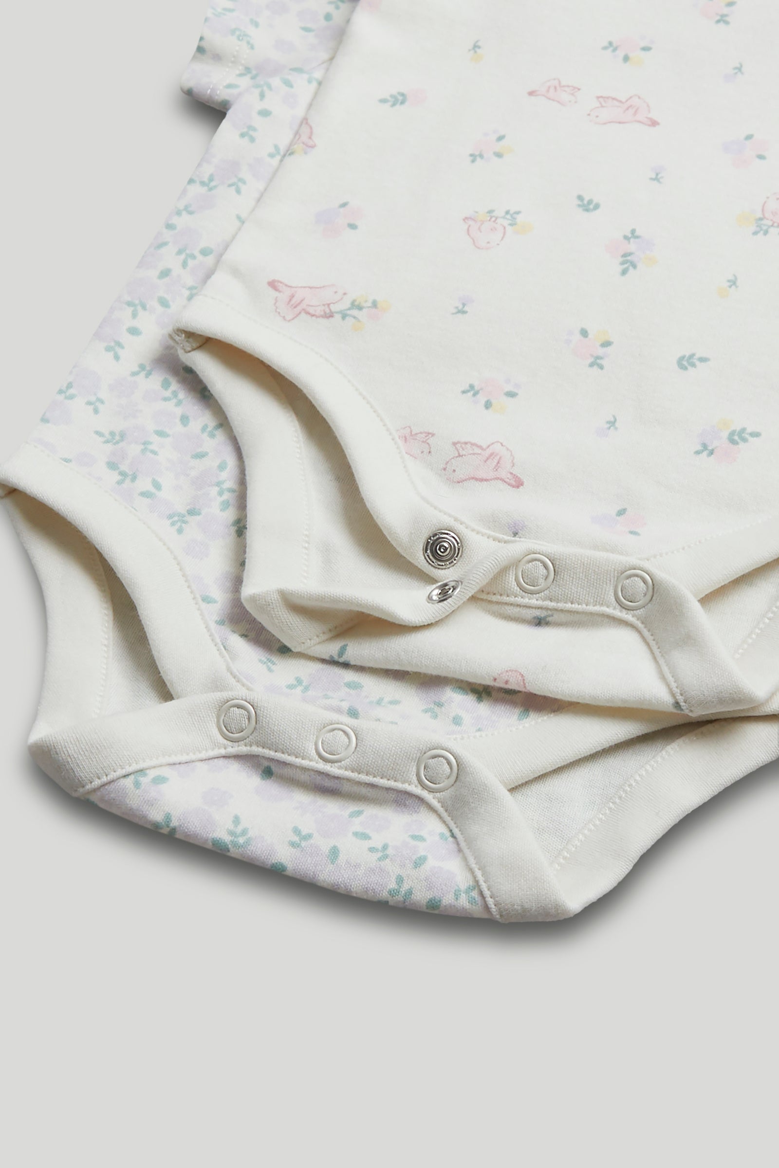Girls Multi Little Bird Print Cotton Regular Fit 5-Pack Short Sleeve Bodysuits